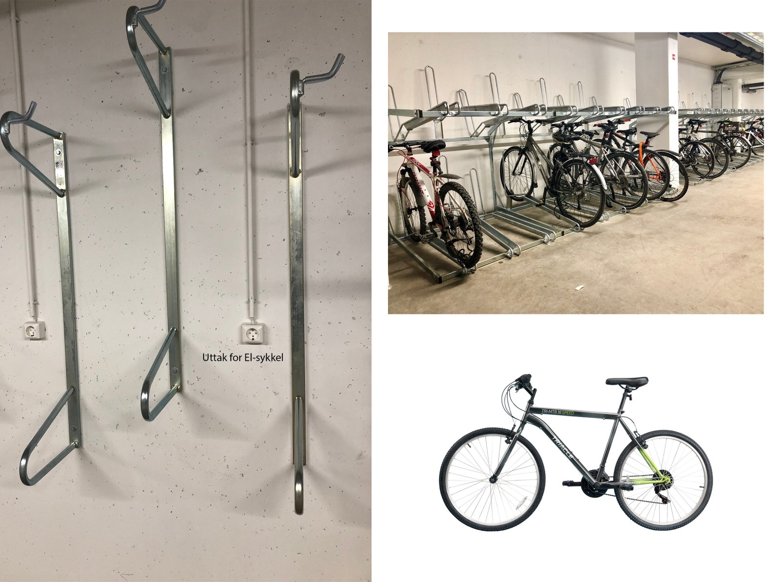 Sykkelparkering og bod i kjeller. Galleribilde