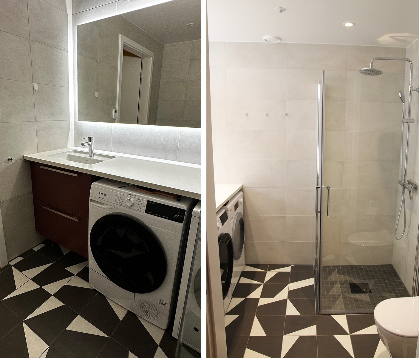 Hovedbadet har vaskemaskin og tørketrommel Galleribilde