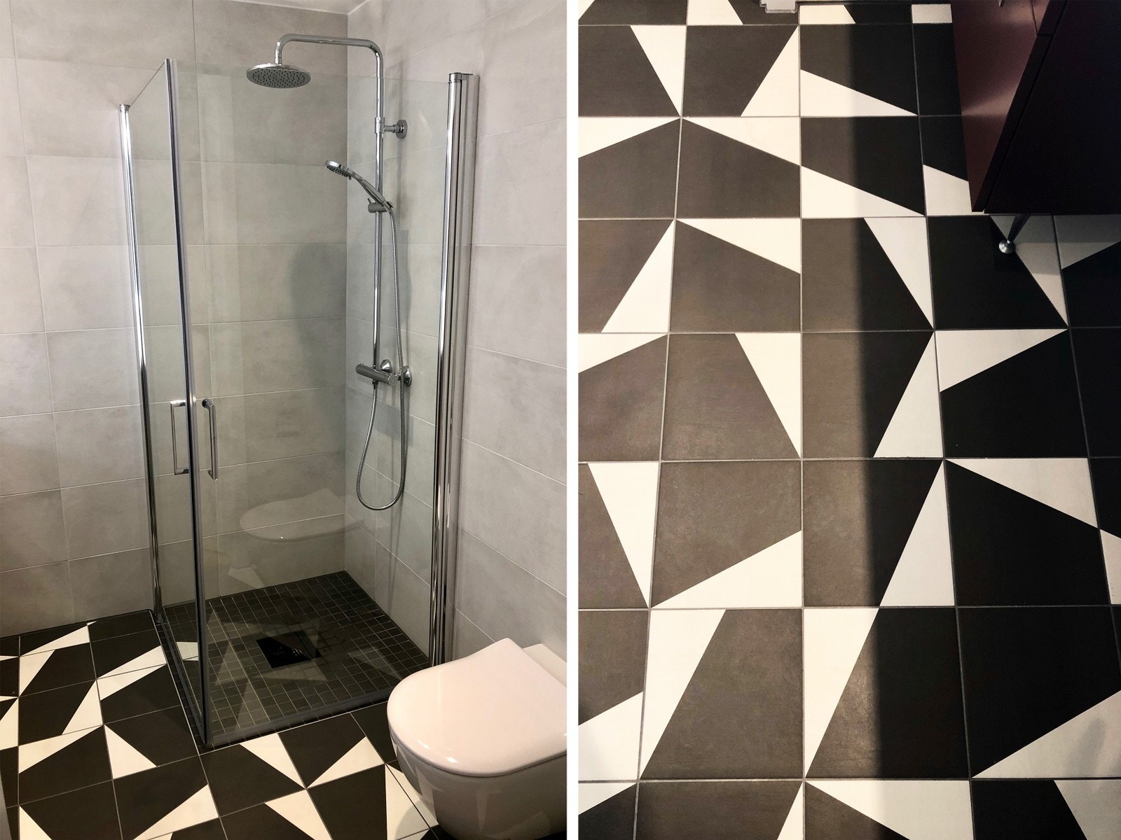 Hovedbad med kule geometriske fliser. Galleribilde