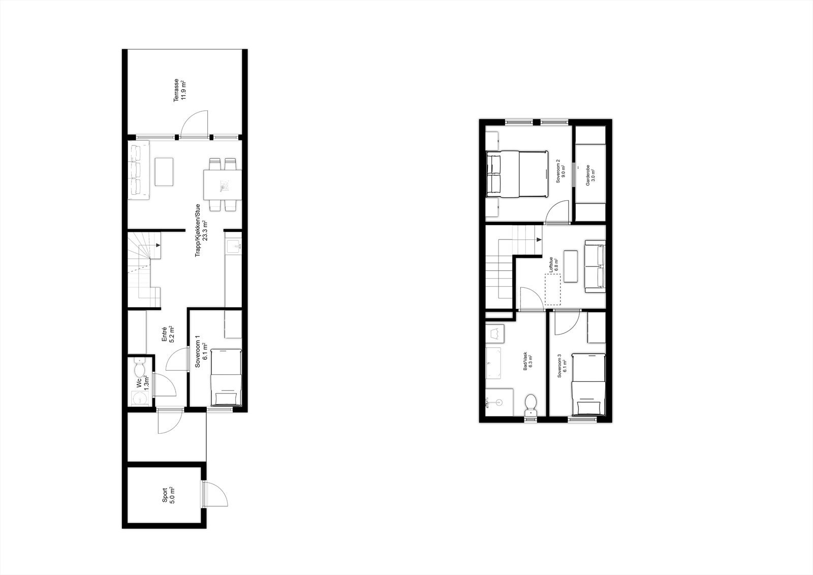 Type B 1og 2 etasje. Galleribilde