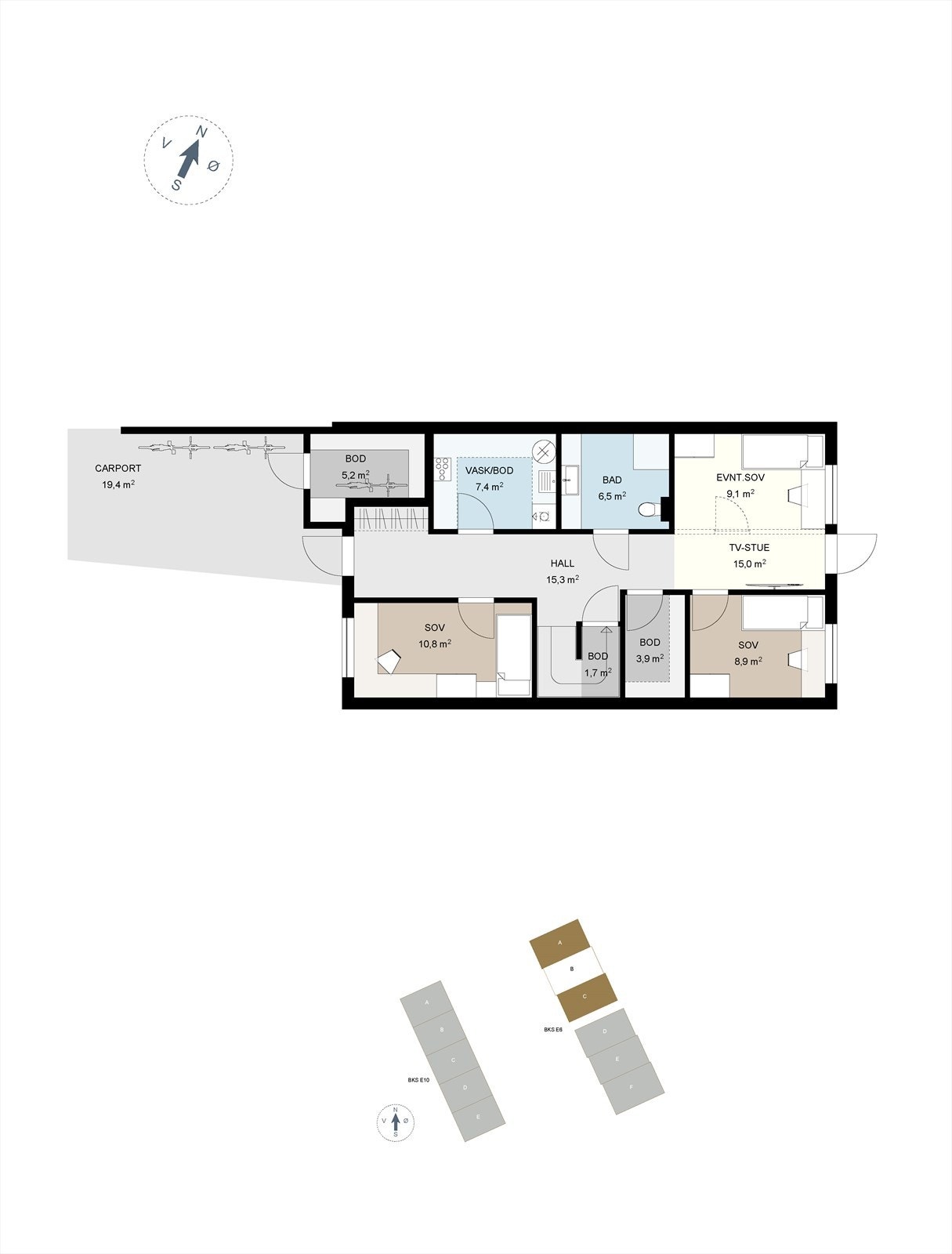 Plantegning Bolig B - 1.etasje Galleribilde