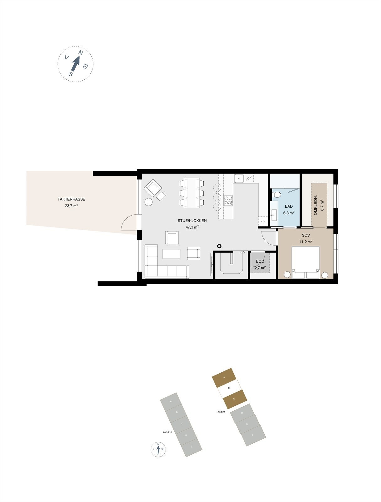 Plantegning Bolig B - 2.etasje Galleribilde