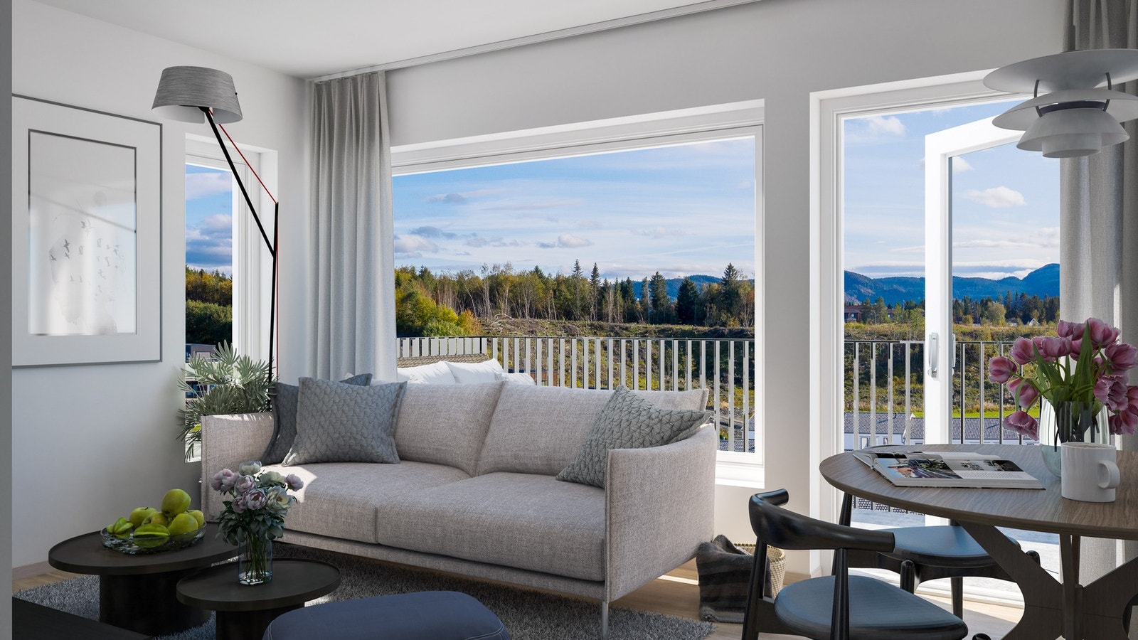 Stue i leilighet på 54 kvm. Illustrasjon, avvik vil forekomme Galleribilde