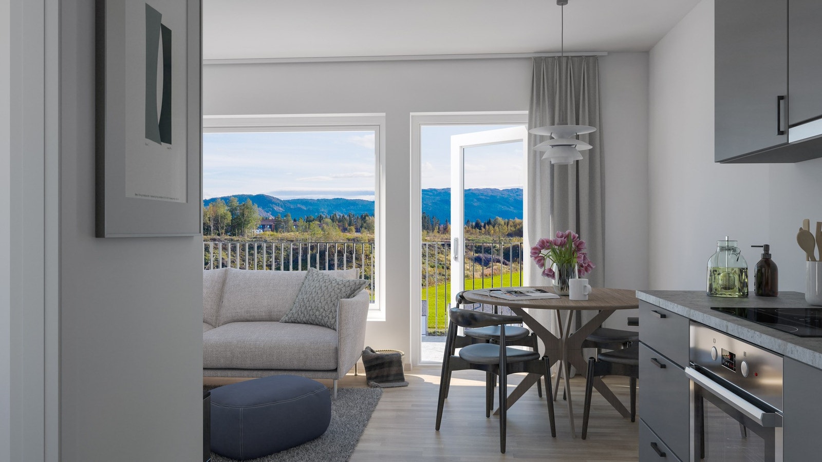 Kjøkken i leilighet på 54 kvm. Illustrasjon, avvik vil forekomme Galleribilde