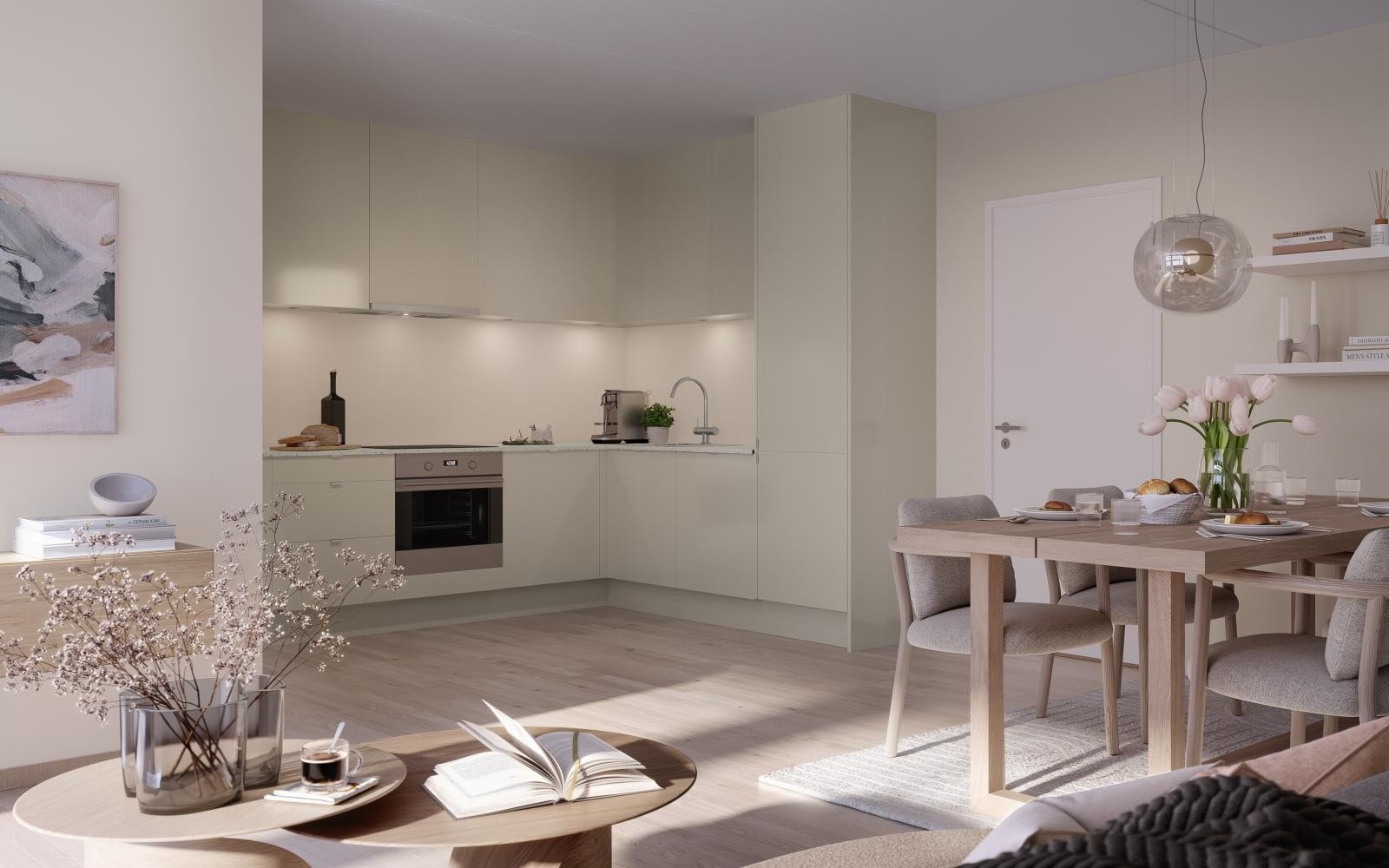 Kjøkkenet er fra konseptet "Havre". Kun illustrasjon. Avvik vil forekomme. Galleribilde