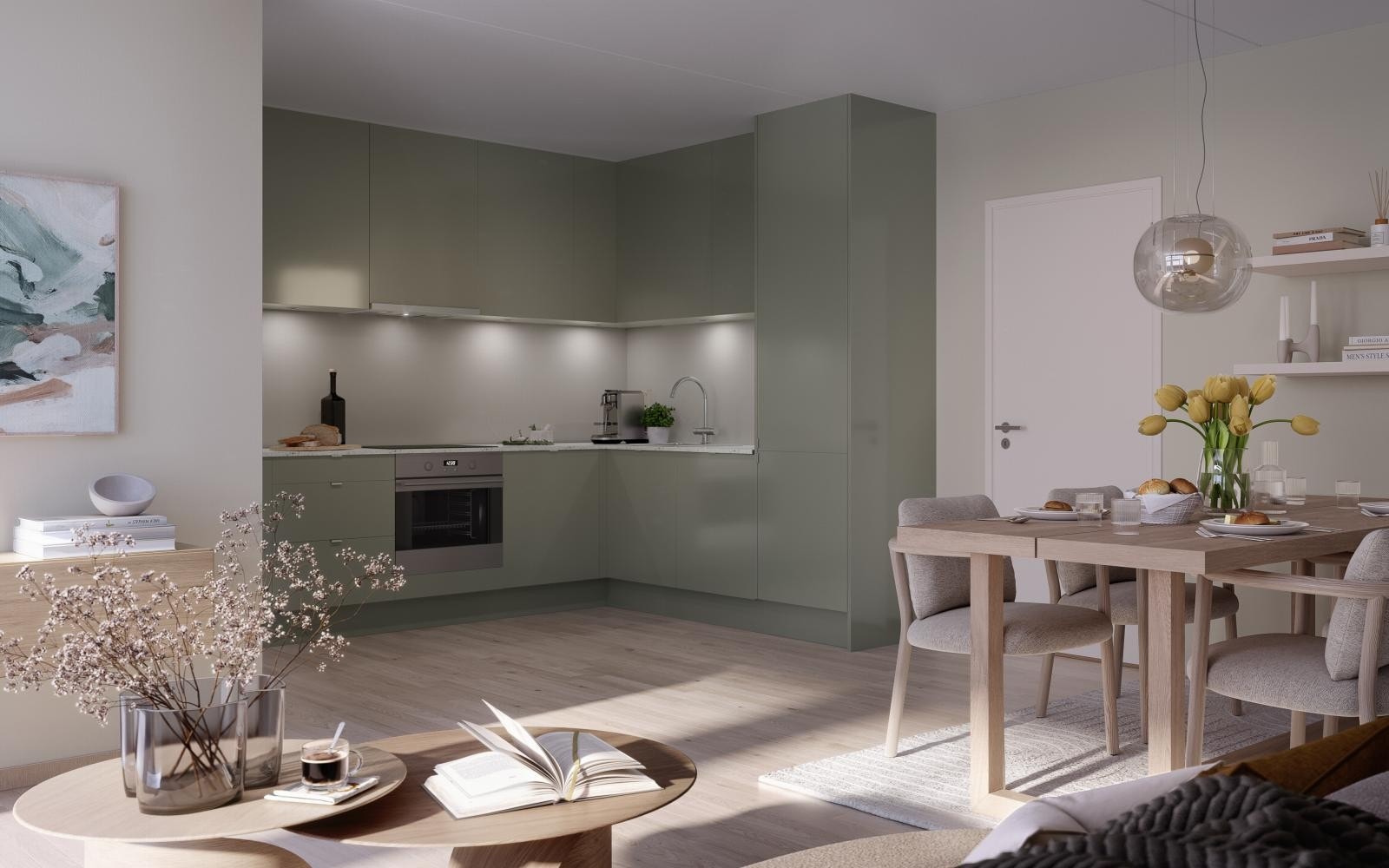 Kjøkkenet er fra konseptet "Spire". Kun illustrasjon. Avvik vil forekomme. Galleribilde