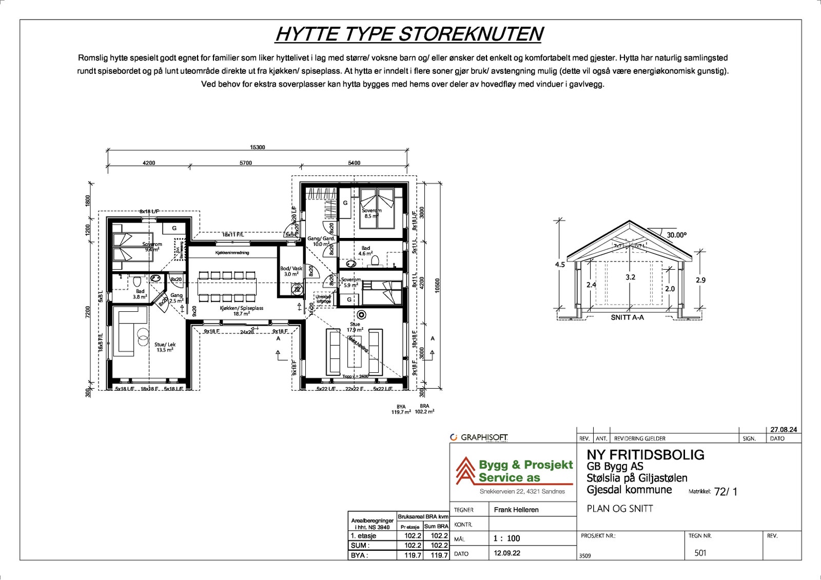 Plan og snitt - Storeknuten Galleribilde