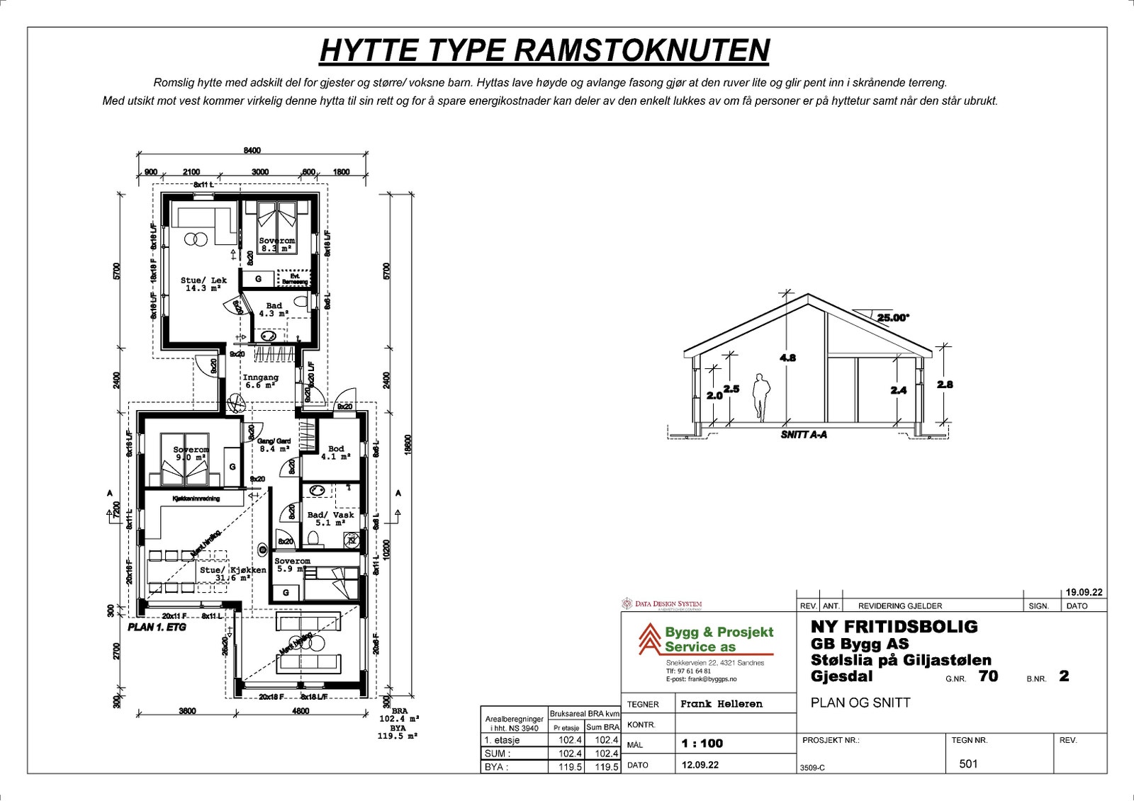 Plan og snitt- Ramnstoknuten Galleribilde