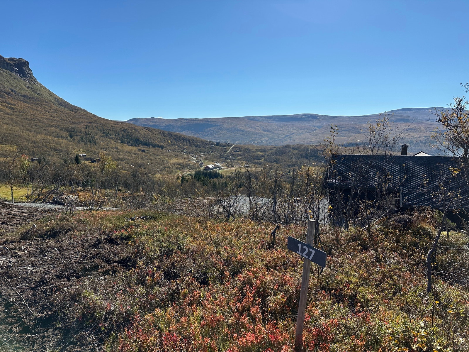Utsikt fra tomt 127, østover mot Grytehorgi, Liset
og Fetalia. September 2024. Galleribilde