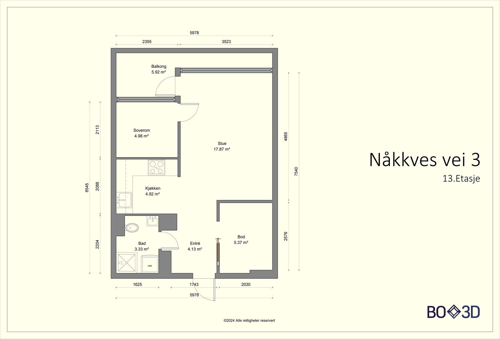 Plantegning Nåkkves vei 3. Galleribilde