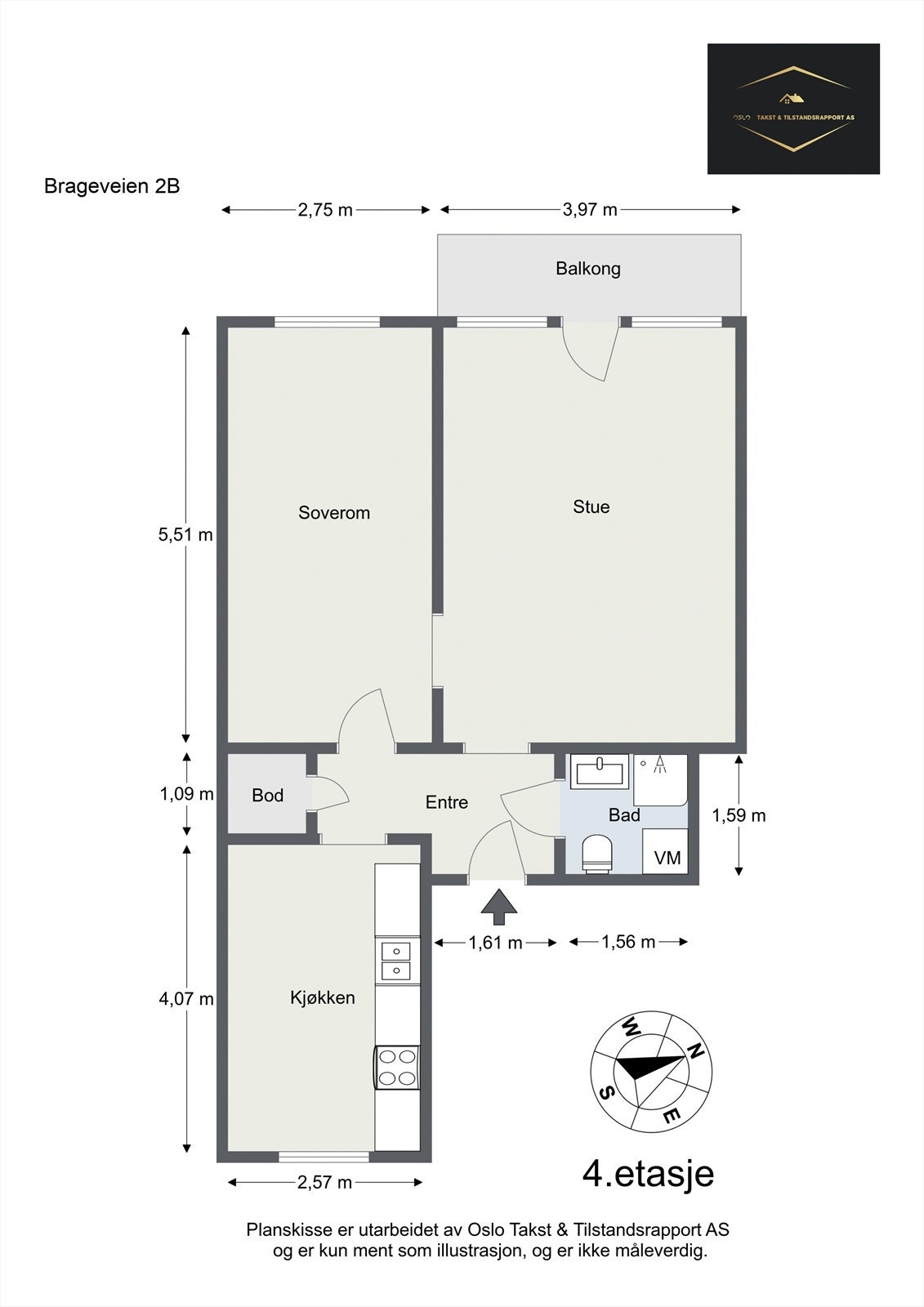 Planskisse - Brageveien 2B. Galleribilde