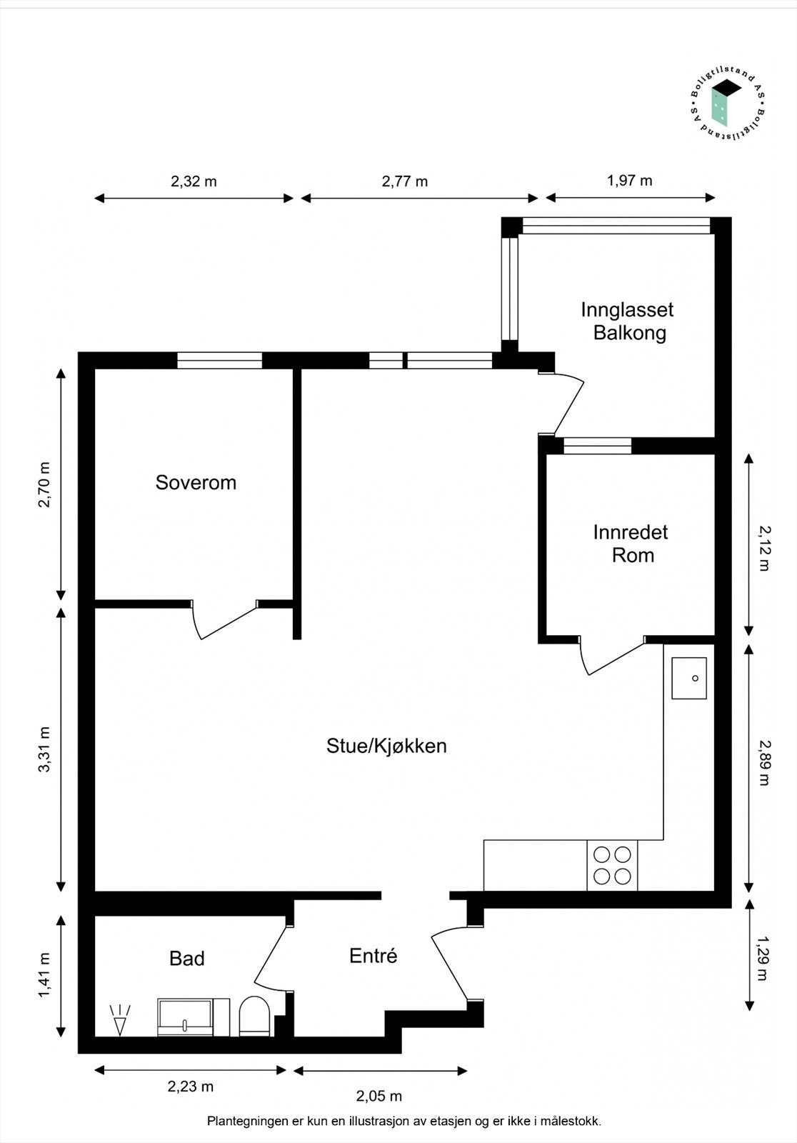 Oppmålt planløsning Galleribilde
