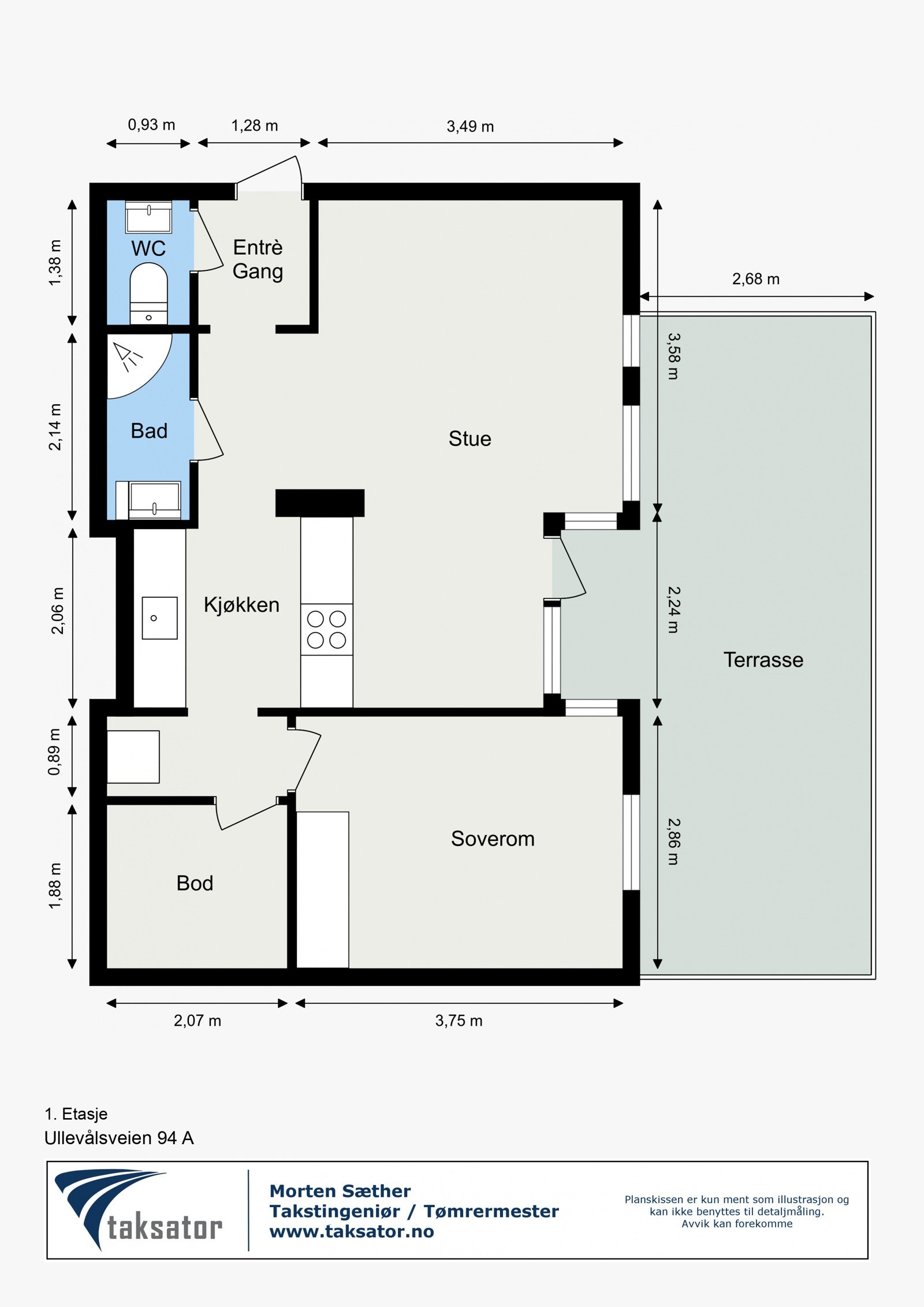 Plantegning av Ullevålsveien 94 A Galleribilde