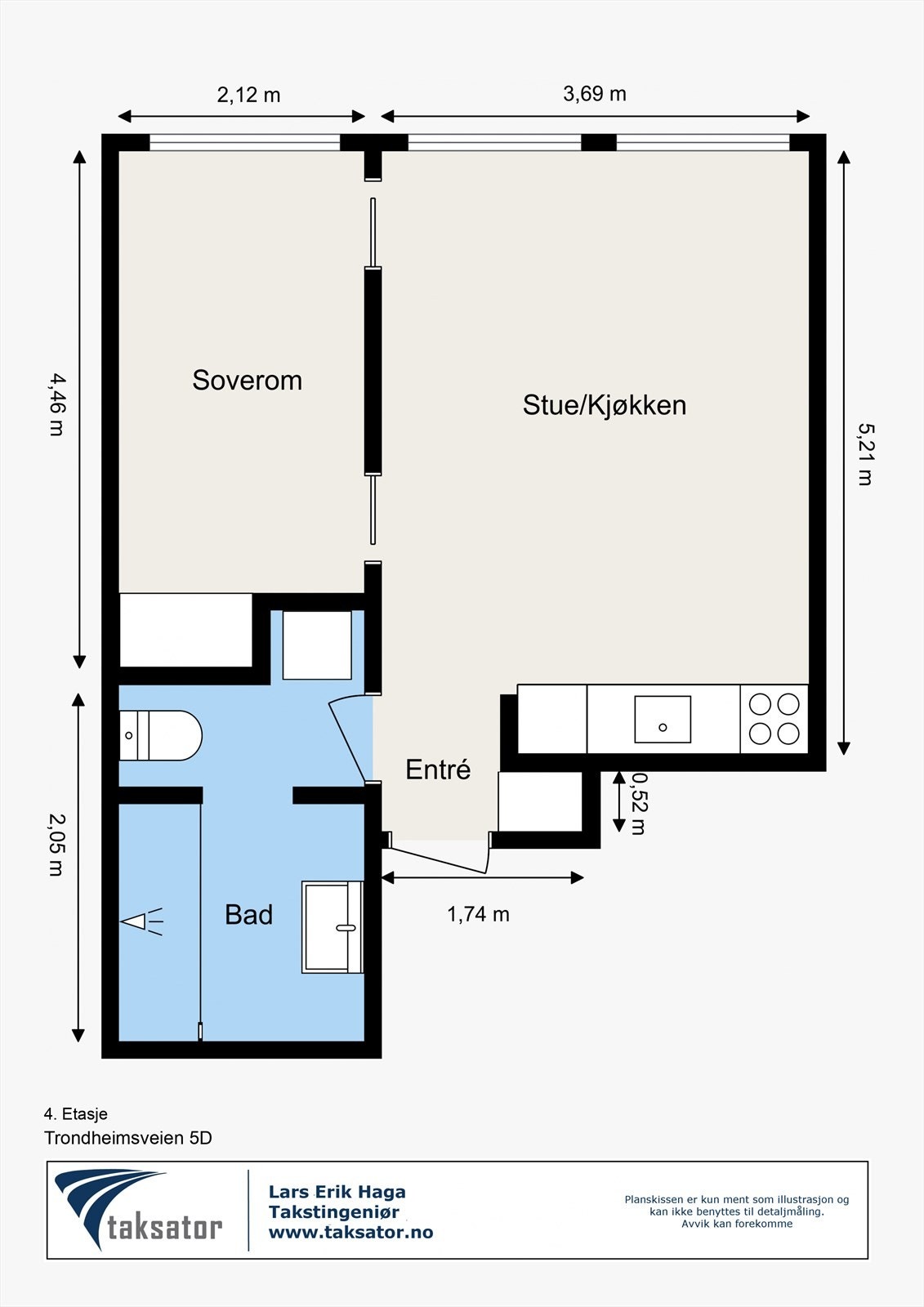 Planskisse - I tillegg disponerer leiligheten en kjellerbod på ca. 6 kvm Galleribilde