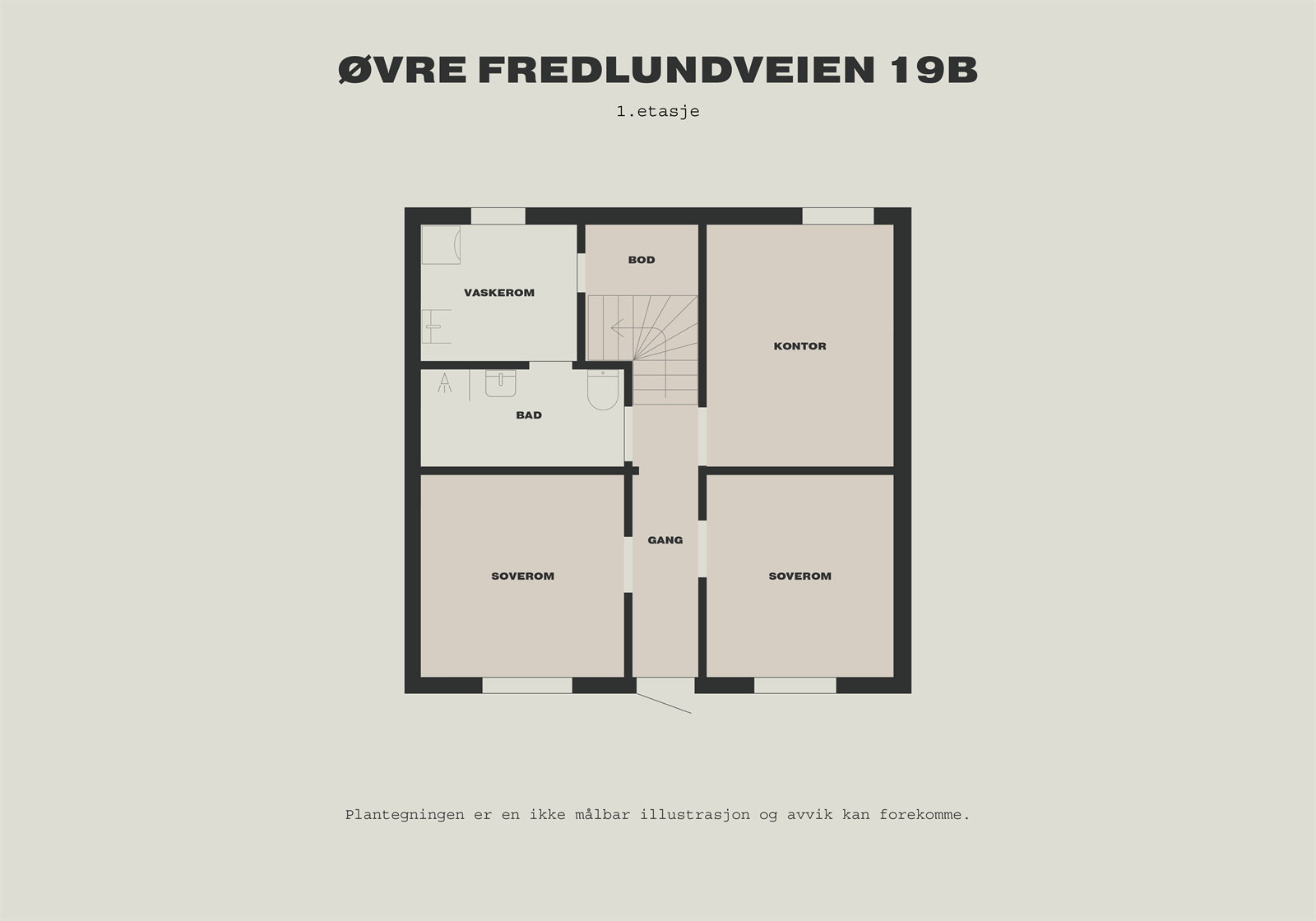 Plantegning 1.etasje (det gjøres oppmerksom på at dagens planløsning avviker fra godkjente tegninger) Galleribilde