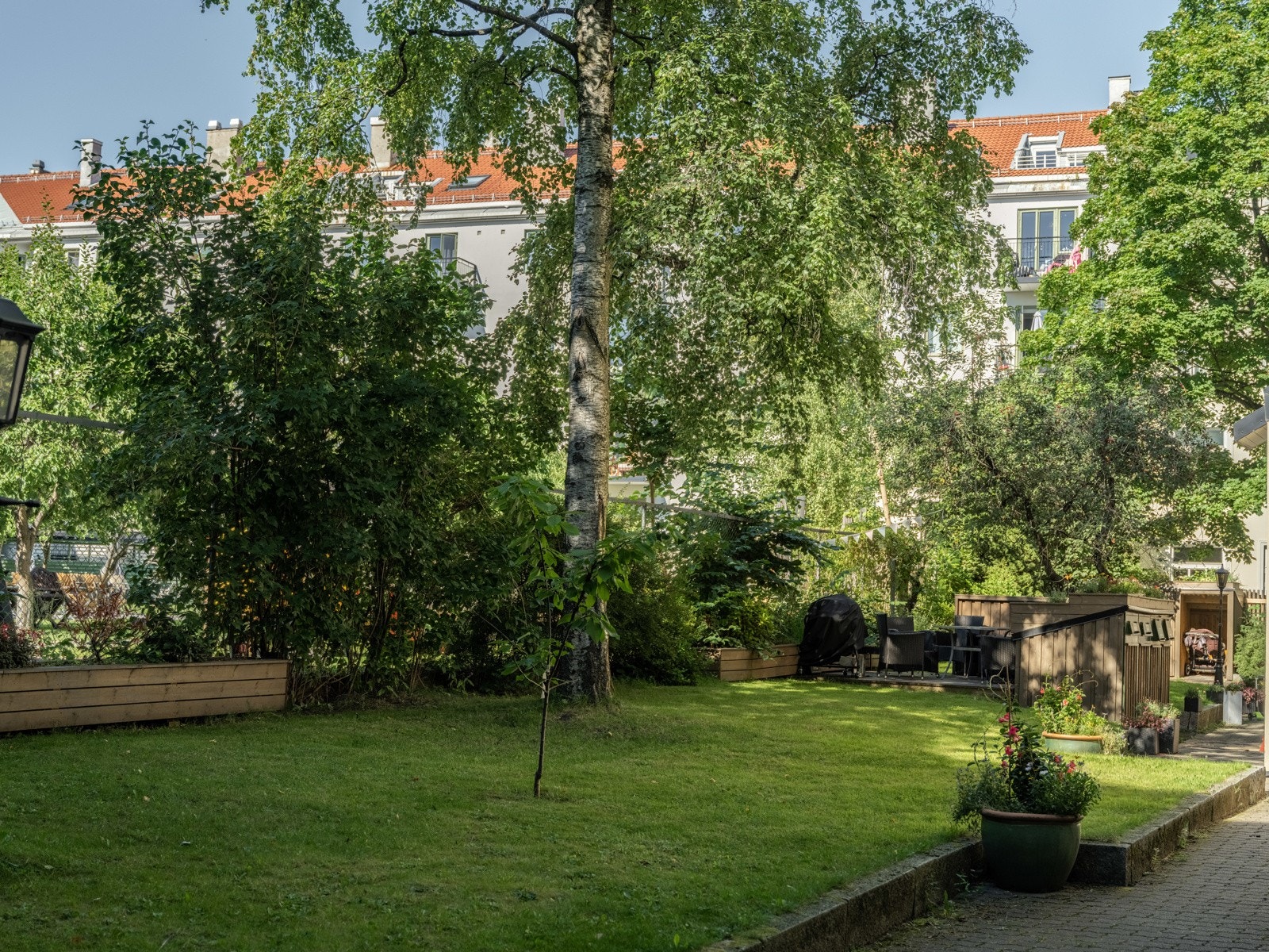 Borettslaget har en nydelig bakgård. Galleribilde