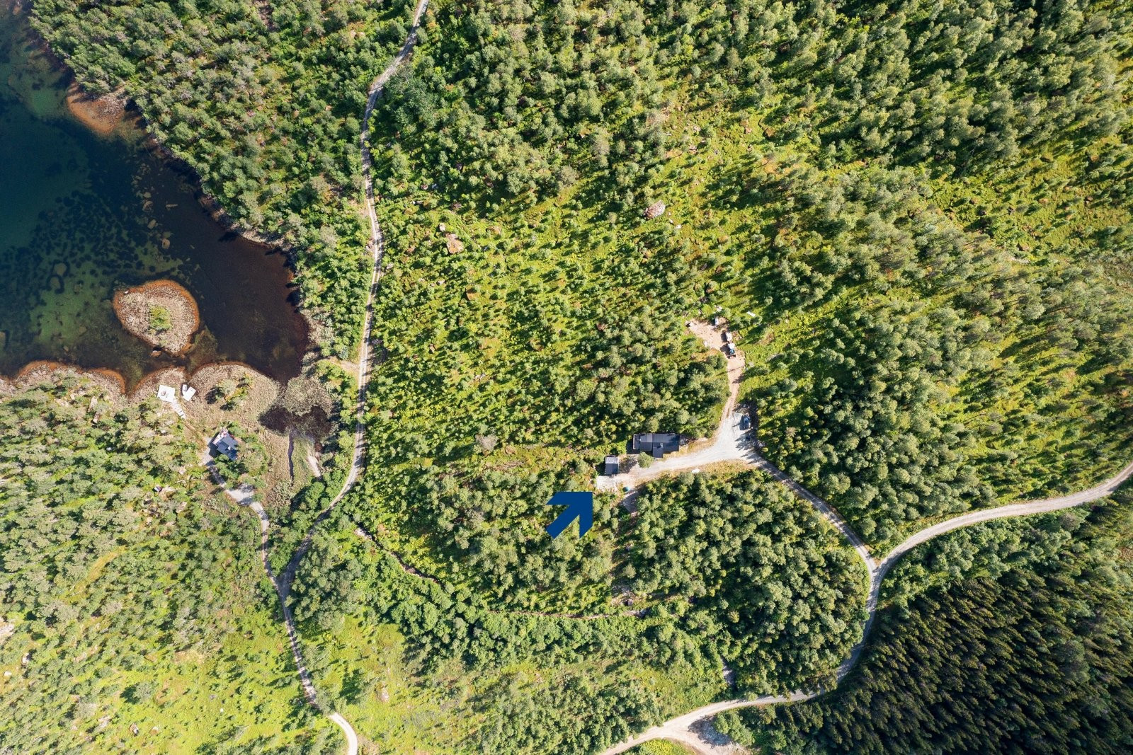 Oversiktsbilde. Hølvannet til venstre i bildet.