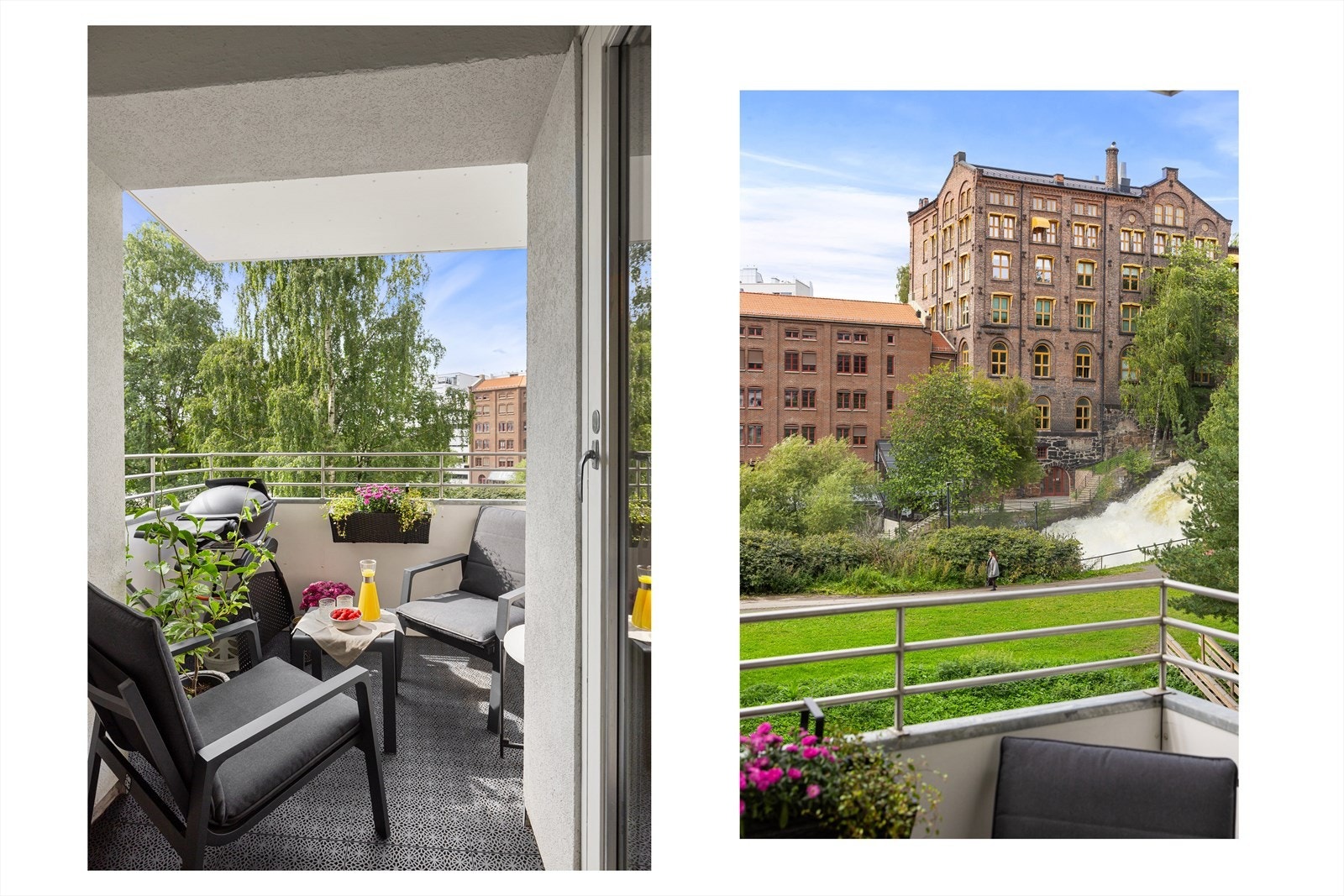 Fra balkongen har du utsikt over Akerselva. Galleribilde