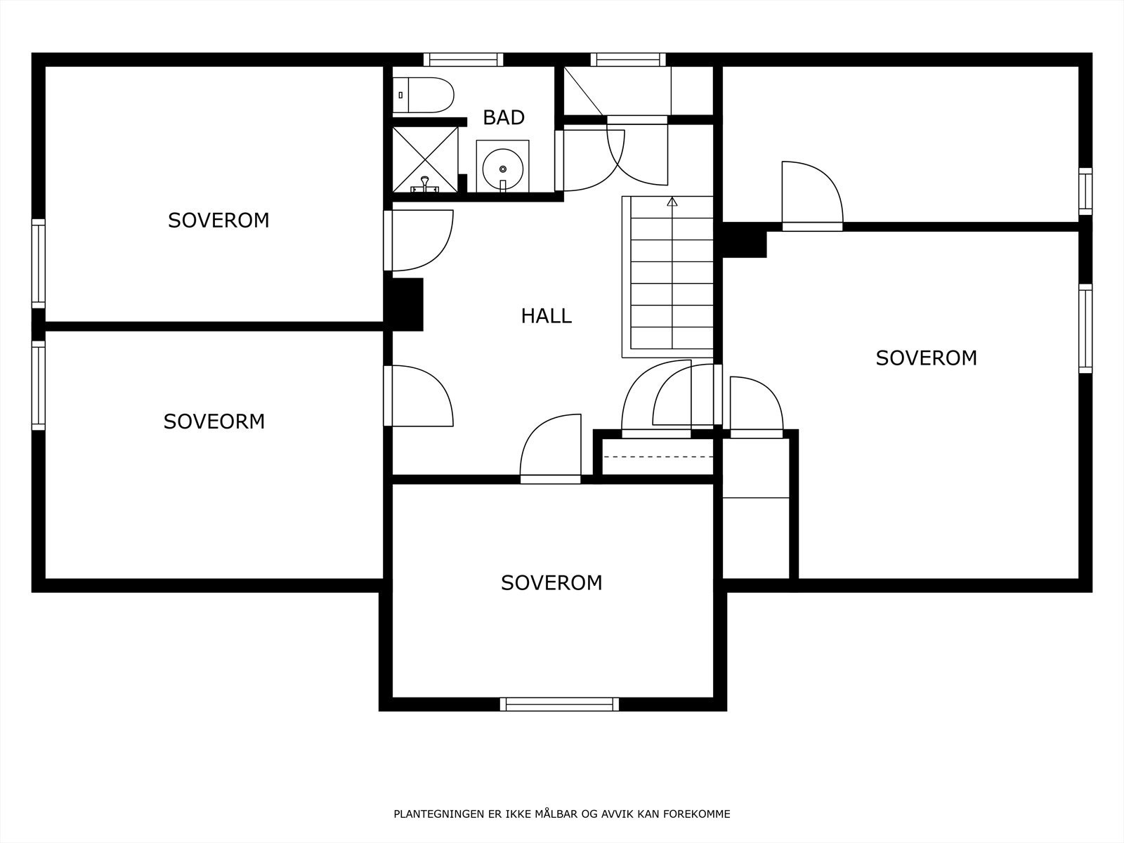 2. etg. inneholder: 3 soverom, hall, bad og kott. Galleribilde