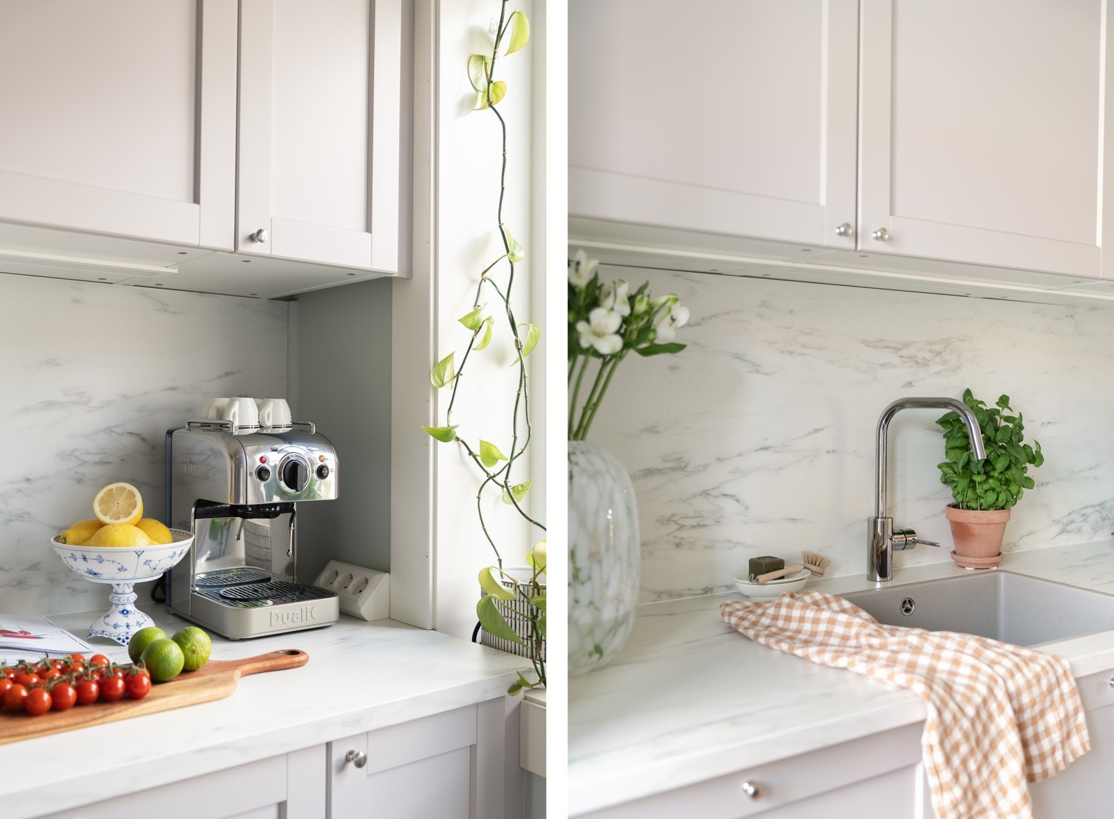 Kjøkkenet er fra IKEA og har profilerte fronter og laminat benkeplate med vask av kompositt. Galleribilde