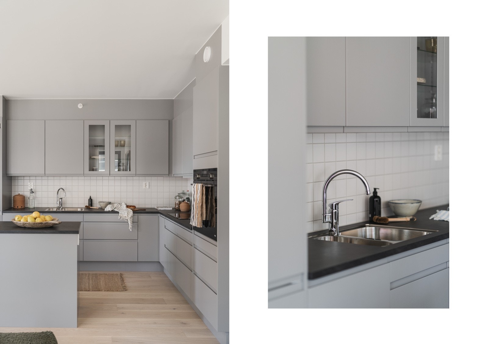 Det leveres integrerte hvitevarer fra Siemens som inkluderer induksjonsplatetopp, stekeovn, helintegrert oppvaskmaskin og helintegrert kjøl/frys kombiskap. Galleribilde