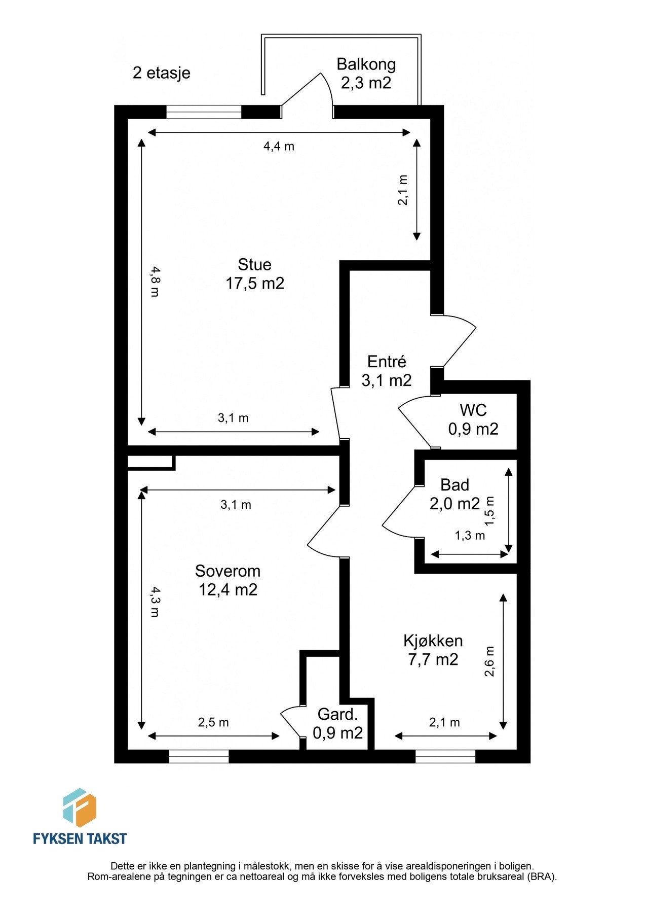 Målsatt planskisse. Galleribilde