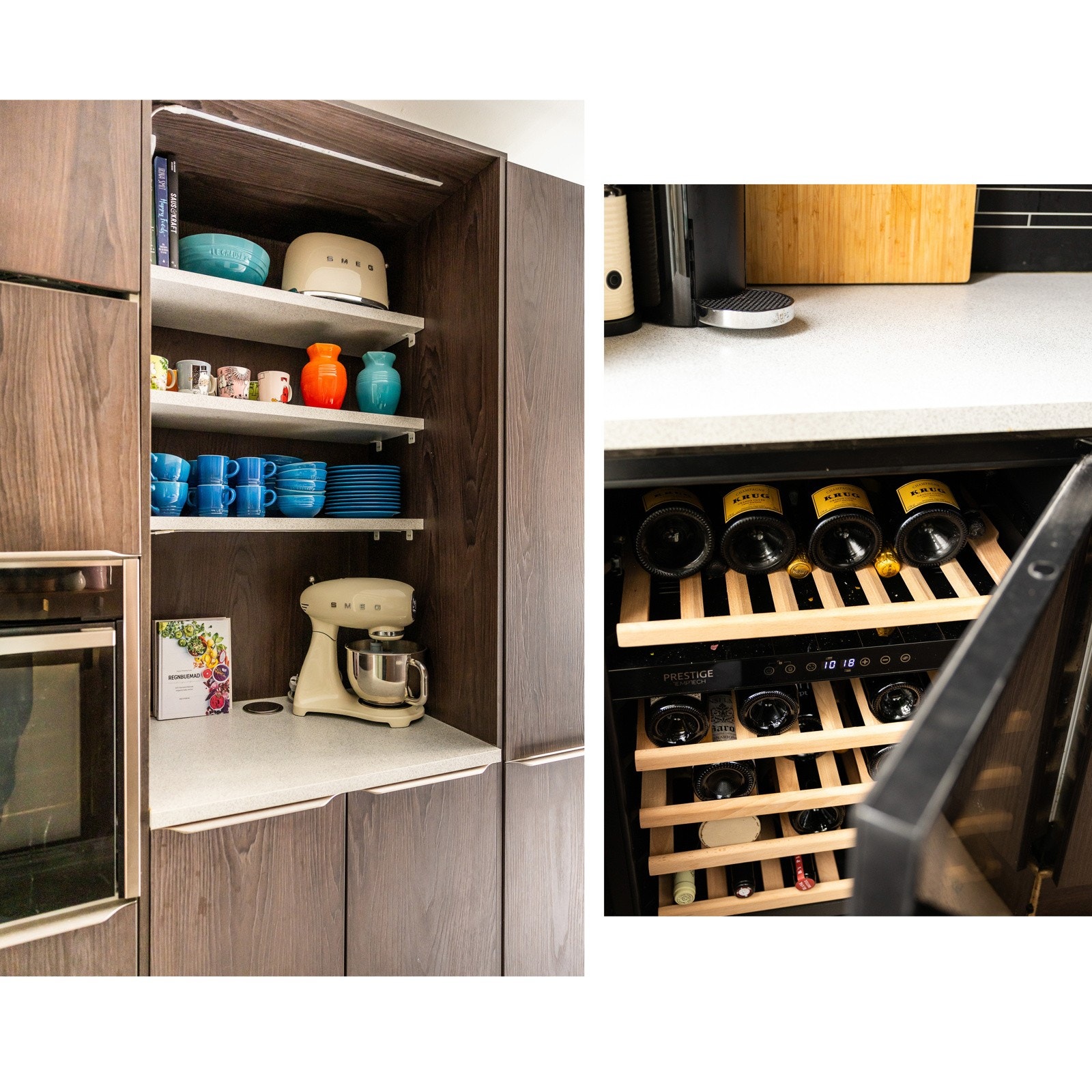 Mye lagringsplass, samt et vinskap med plass til 45 flasker. Galleribilde