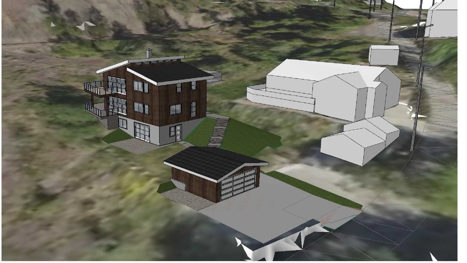 Slaggveien 27 med illustrasjon av rammesøkt bolig - se tegninger i salgsoppgaven Galleribilde