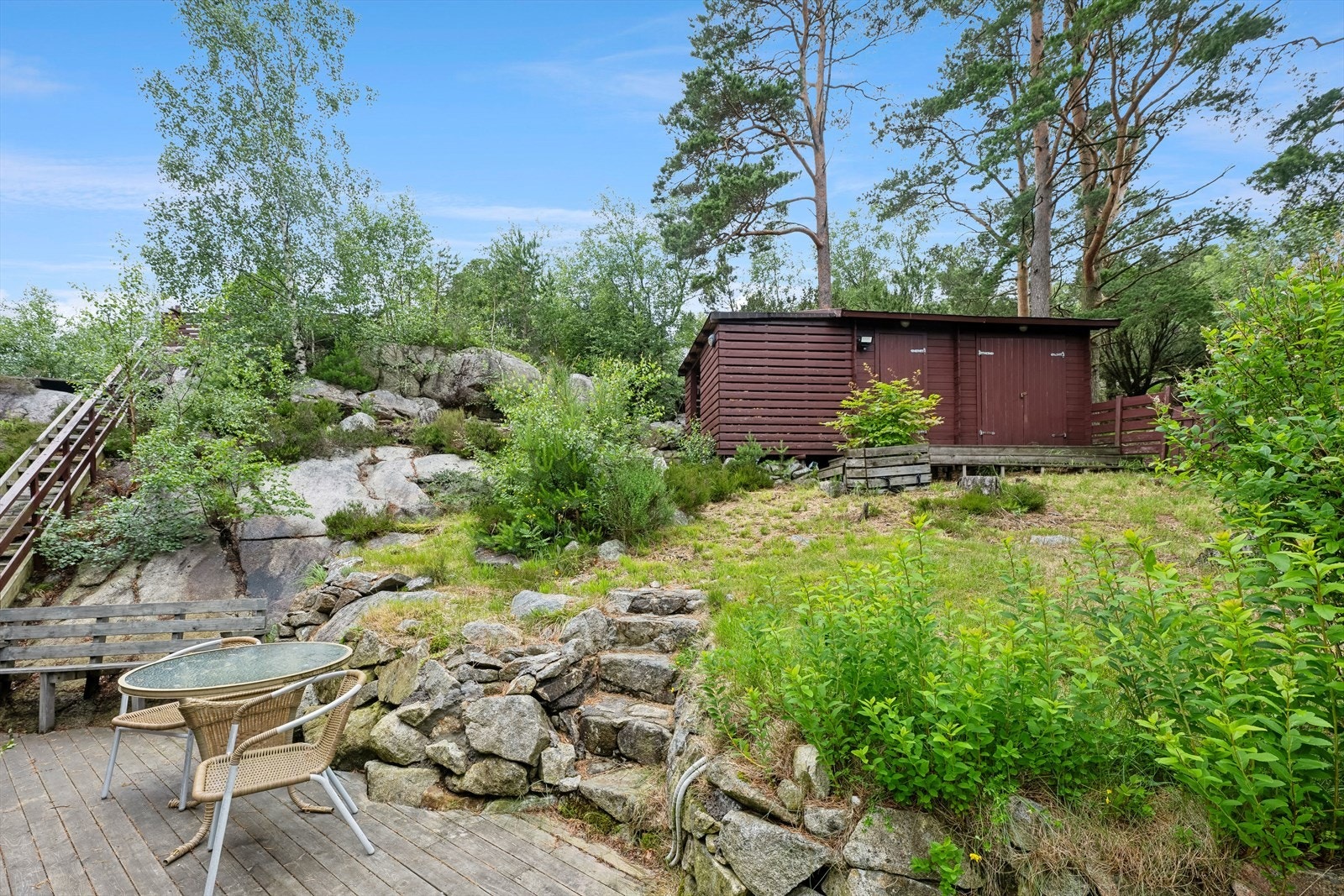 Vedbod. Boden er et søknadspliktig tiltak da det ligger i LNF-område. Galleribilde
