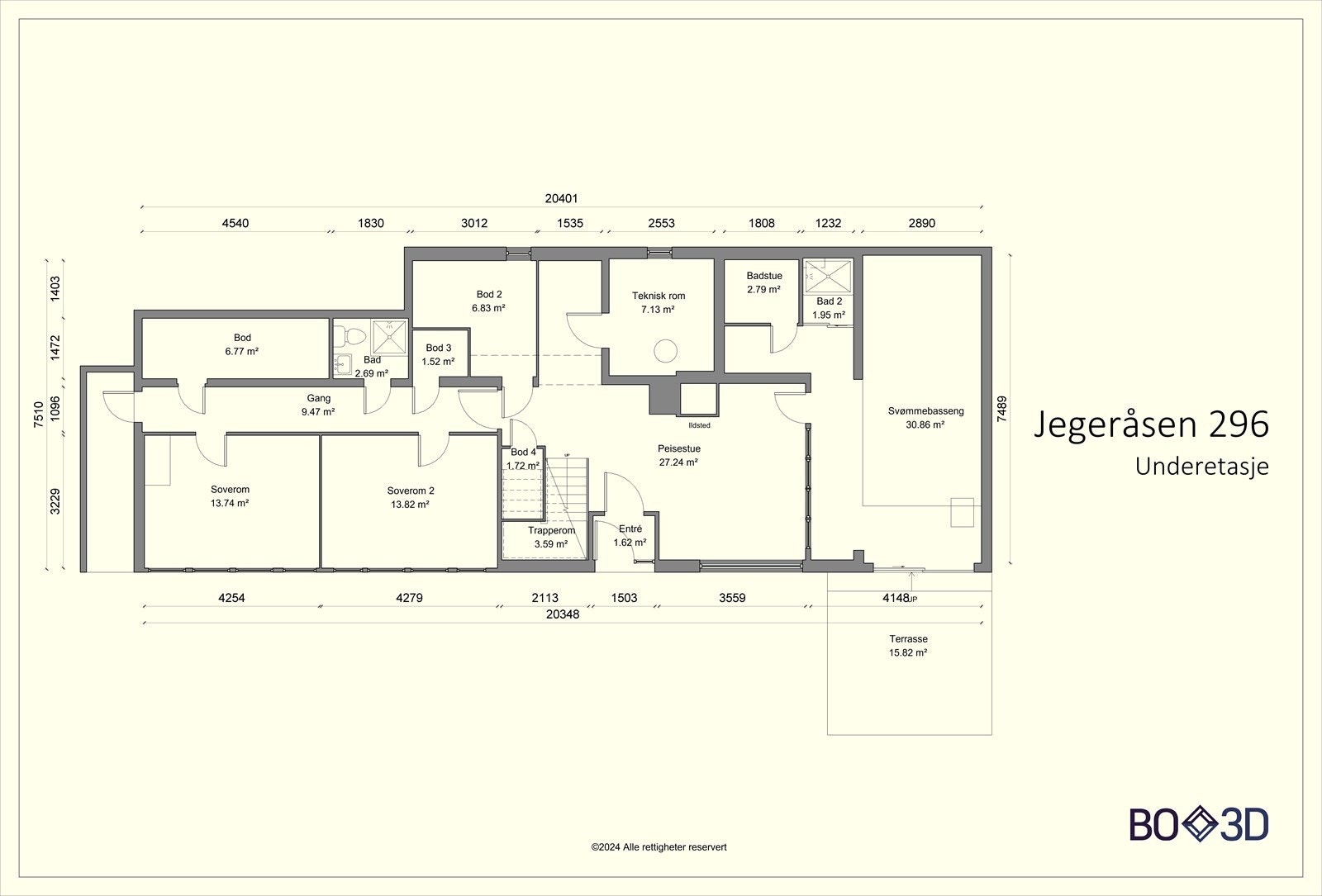 Jegeråsen 29-Underetasje-Plantegning. Galleribilde
