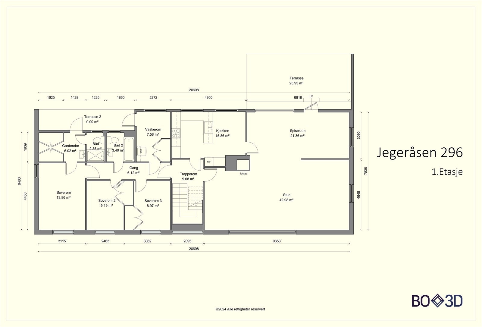 Jegeråsen 29-1.Etasje-Plantegning. Galleribilde