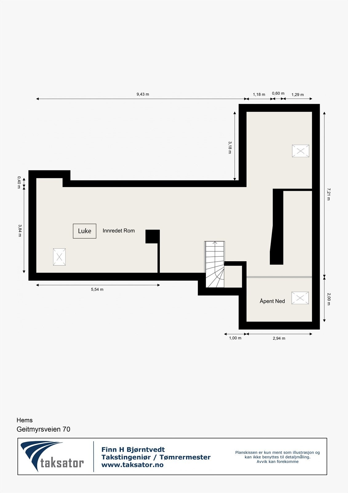 Plantegning hems *)merk at hems ikke er godkjent for varig opphold, se pkt. "Ferdigattest" i salgsoppgave Galleribilde