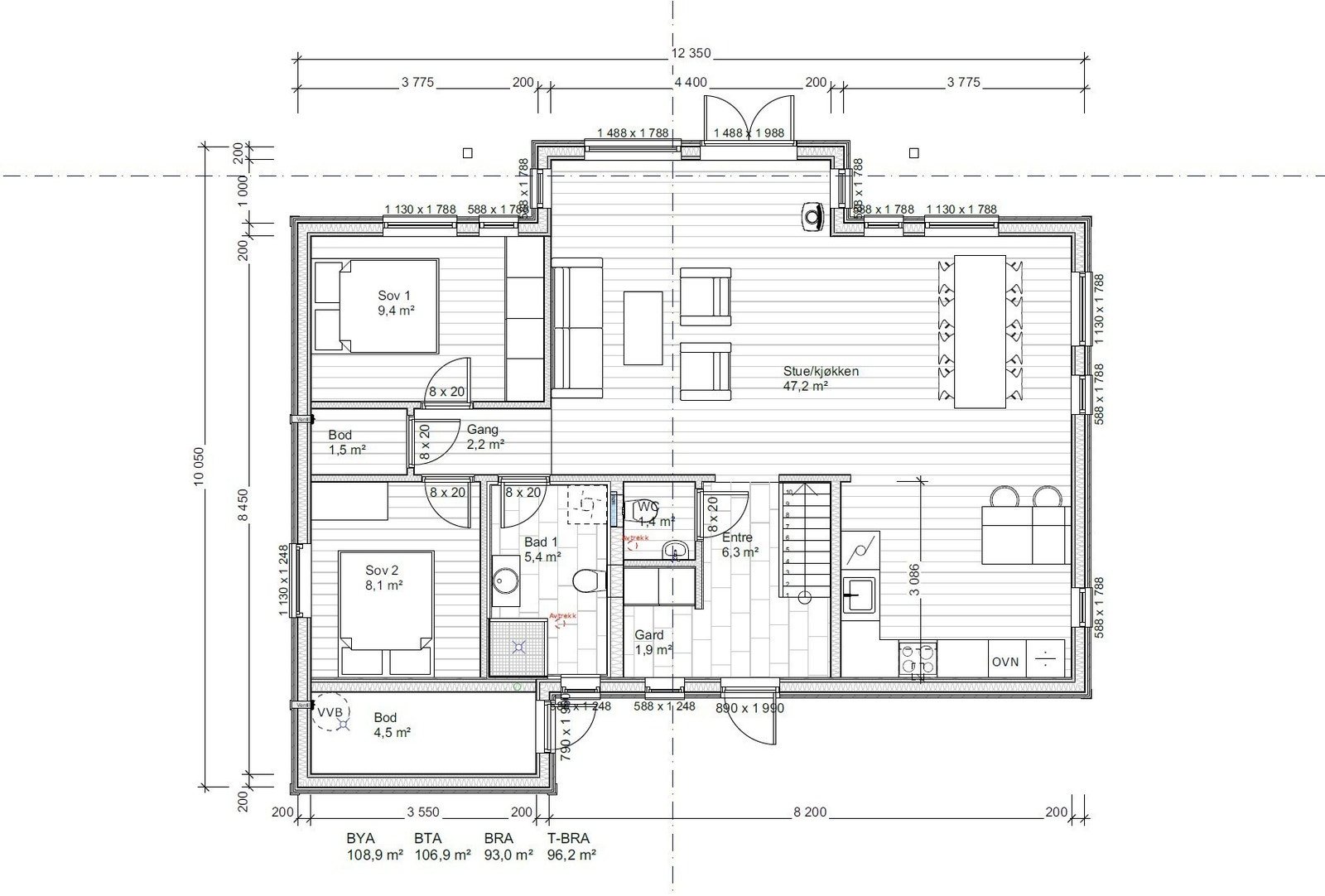 Plantegning 1. etg Galleribilde