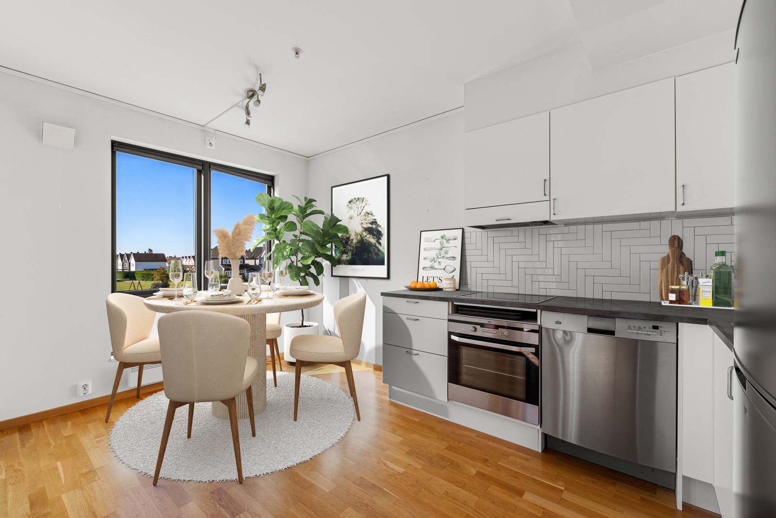 Leiligheten i byggets 2. etasje har en smart og meget arealeffektiv planløsning med BRA-i på 56 kvm. NB. Bildet er kun digitalt illustrert m/møbler. Galleribilde