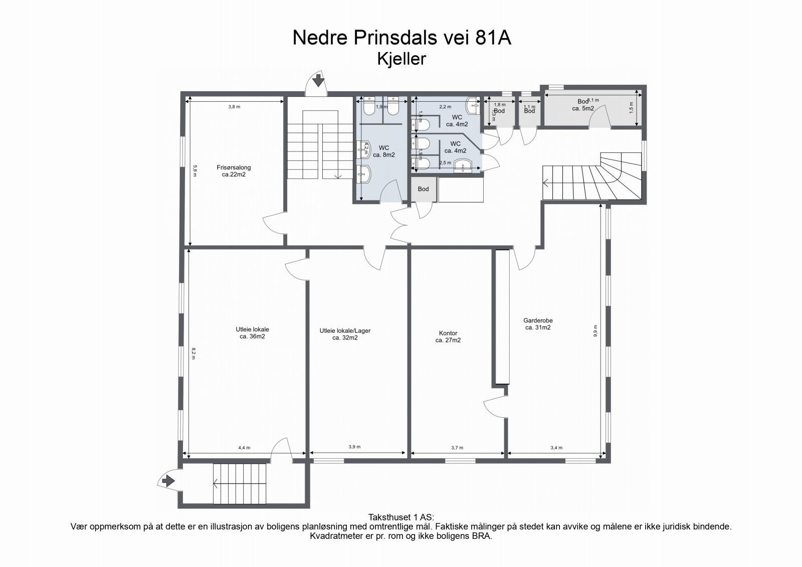 Planskisse kjeller. Galleribilde