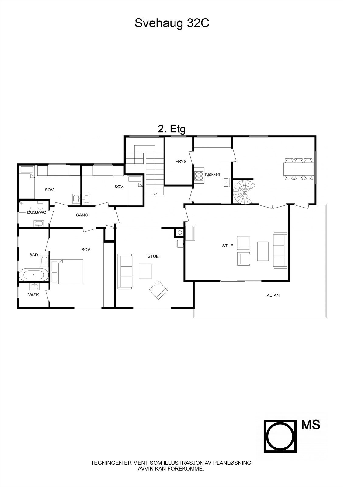 Floorplan letterhead - Svehaug 32C - 2. Etg - 2D Floor Plan Galleribilde