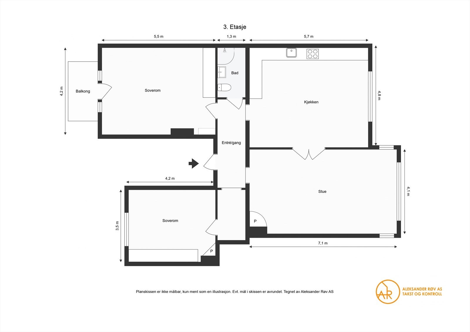 Plantegning Niels Juels gate 40B. Galleribilde