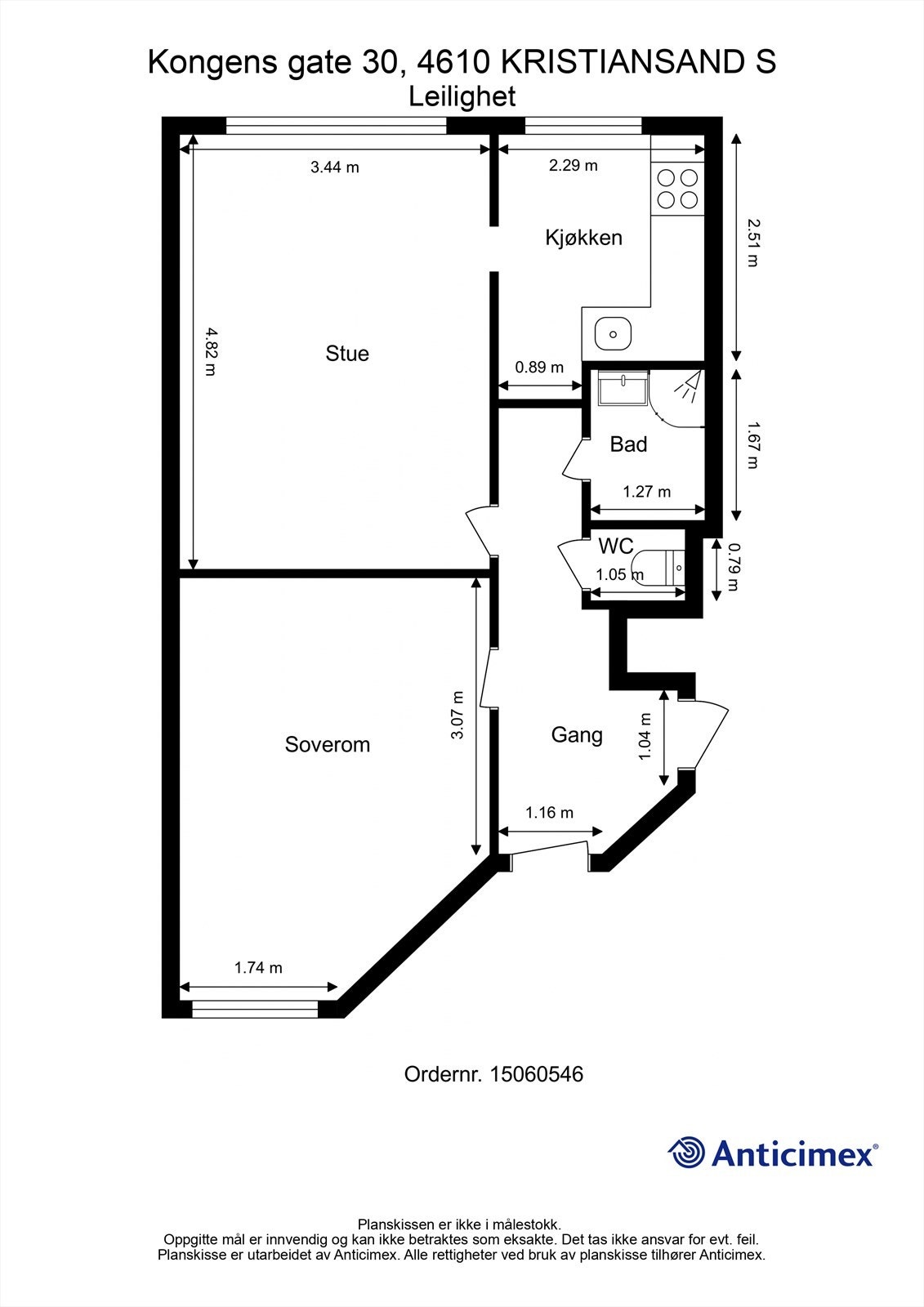 2D plantegning med mål Galleribilde