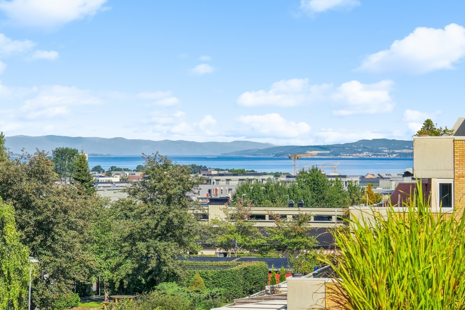 Fra terrassen har du fine utsiktsforhold, blant annet retning mot Trondheimsfjorden. Galleribilde