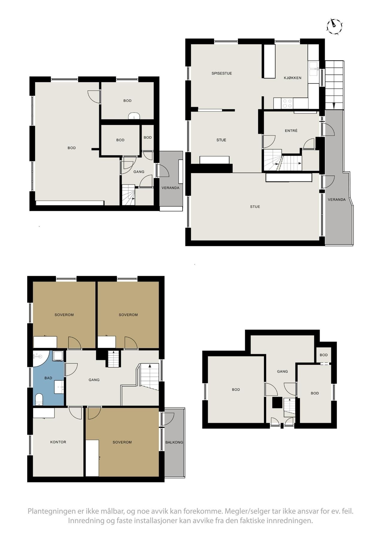 Plantegninger av husets fire etasjer Galleribilde