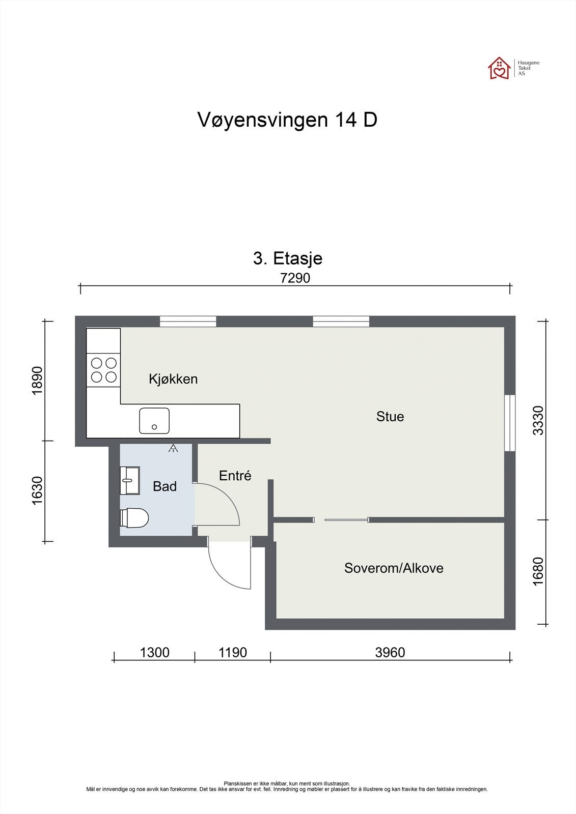 Plantegning - Vøyensvingen 14 D - 3. Etasje Galleribilde