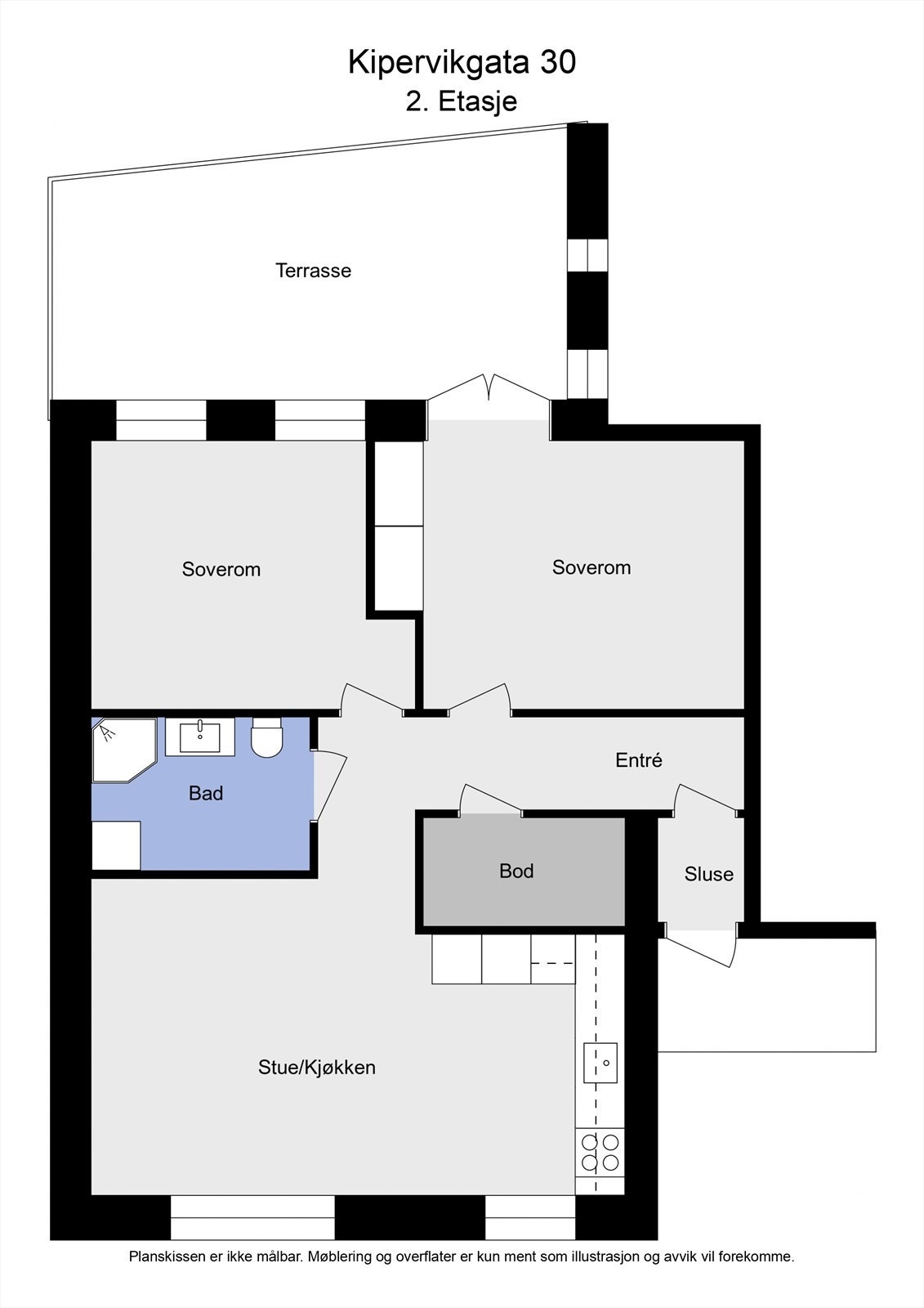 Plantegning Kipervikgata 30 - 2D - 2. Etasje Galleribilde