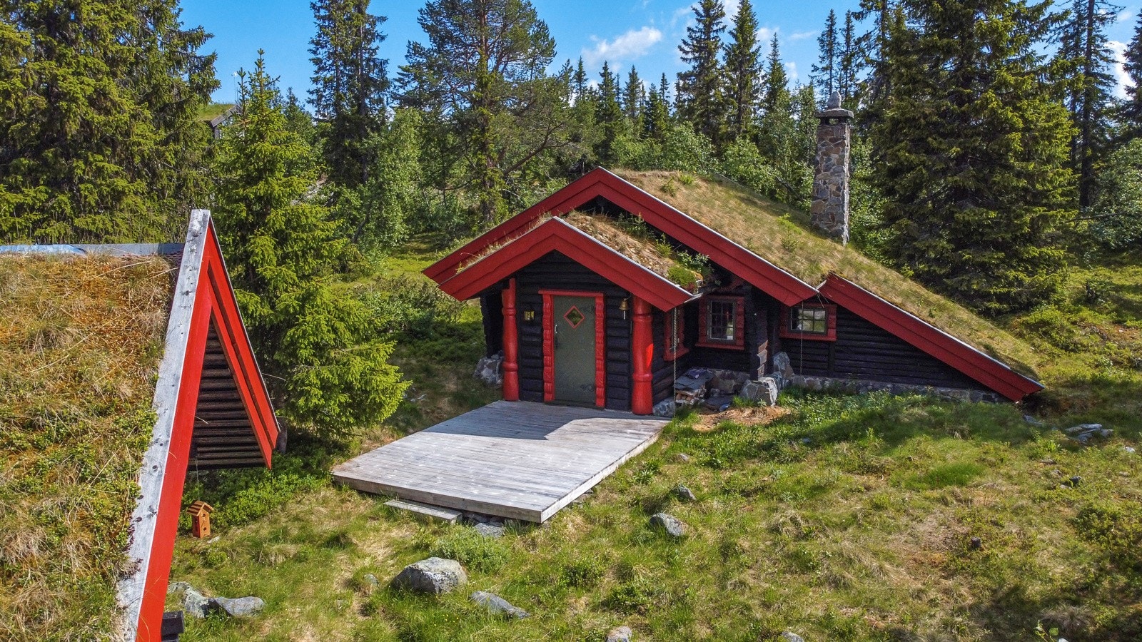 Terrasse i front av hovedhytte Galleribilde