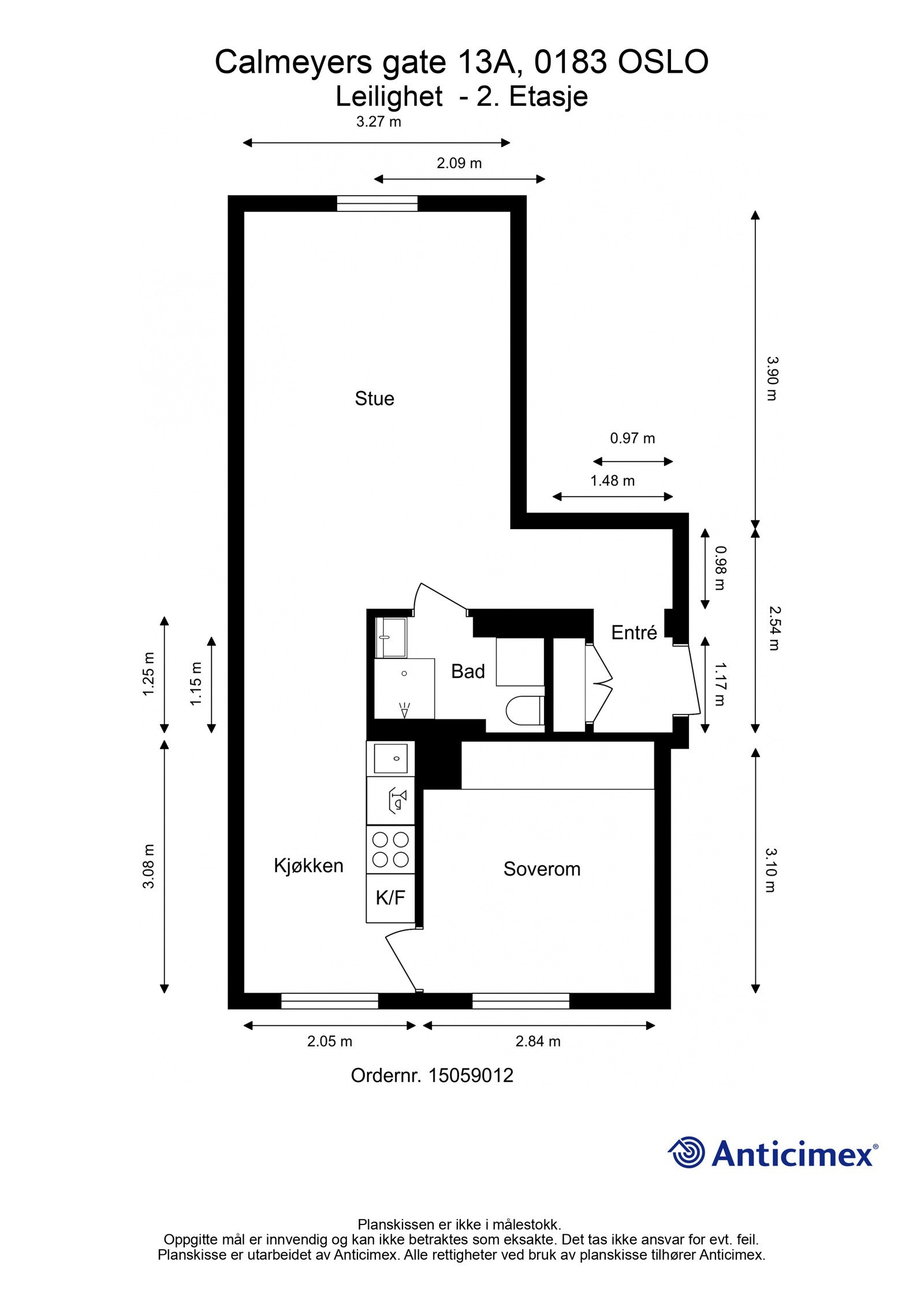 Plantegning med mål Galleribilde