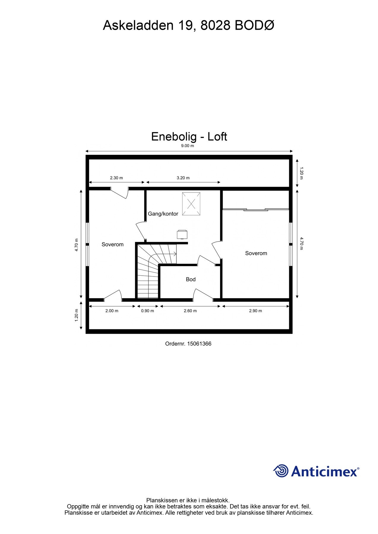 Plantegning loftsetasje. Galleribilde