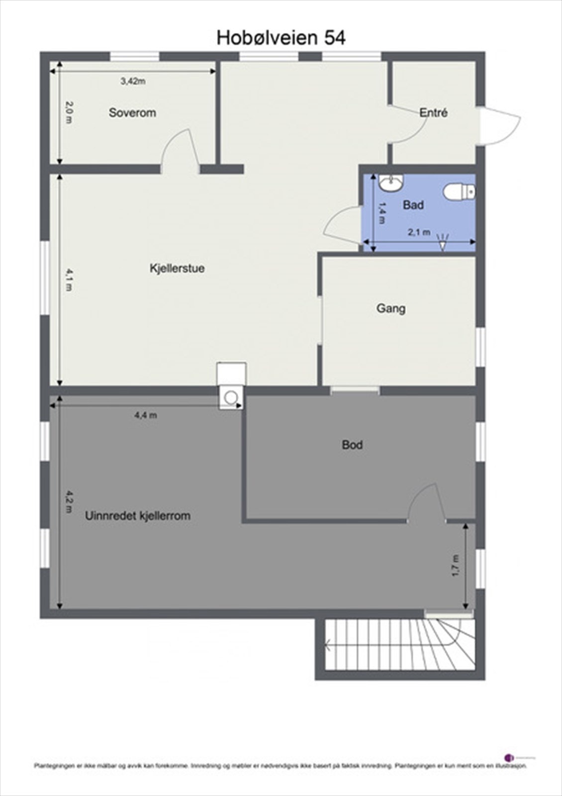 Plan u.etg. - Sannsynligvis er en del av planløsningen ikke i samsvar med godkjente byggetegninger Galleribilde