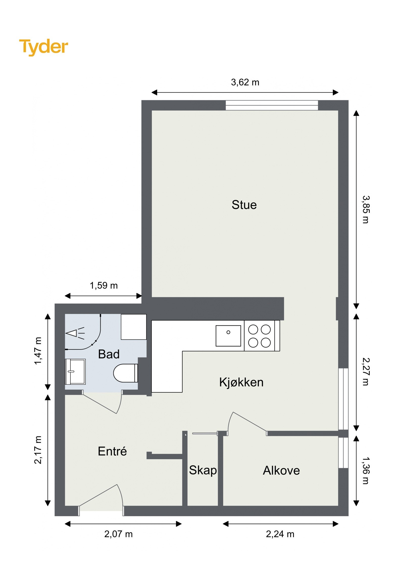 Leiligheten har en optimal planløsning! Galleribilde