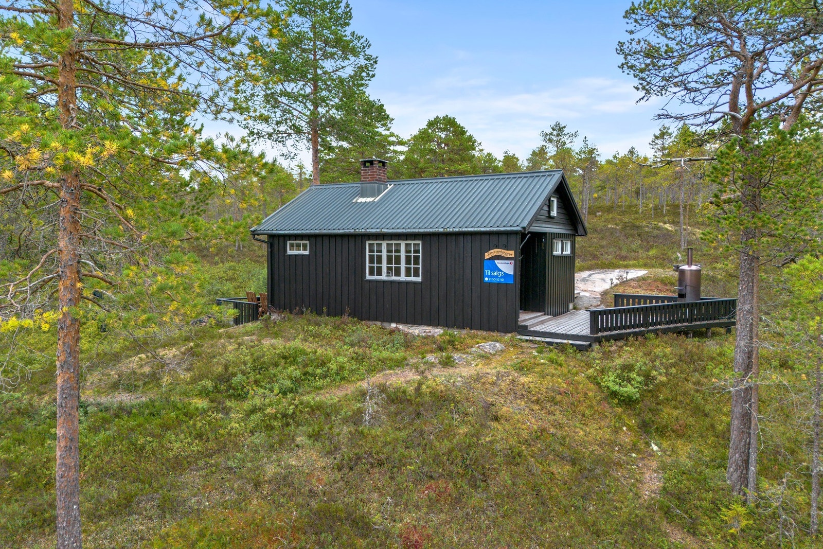 Godt vedlikeholdt hytte med utfartsterreng like utenfor døren Galleribilde