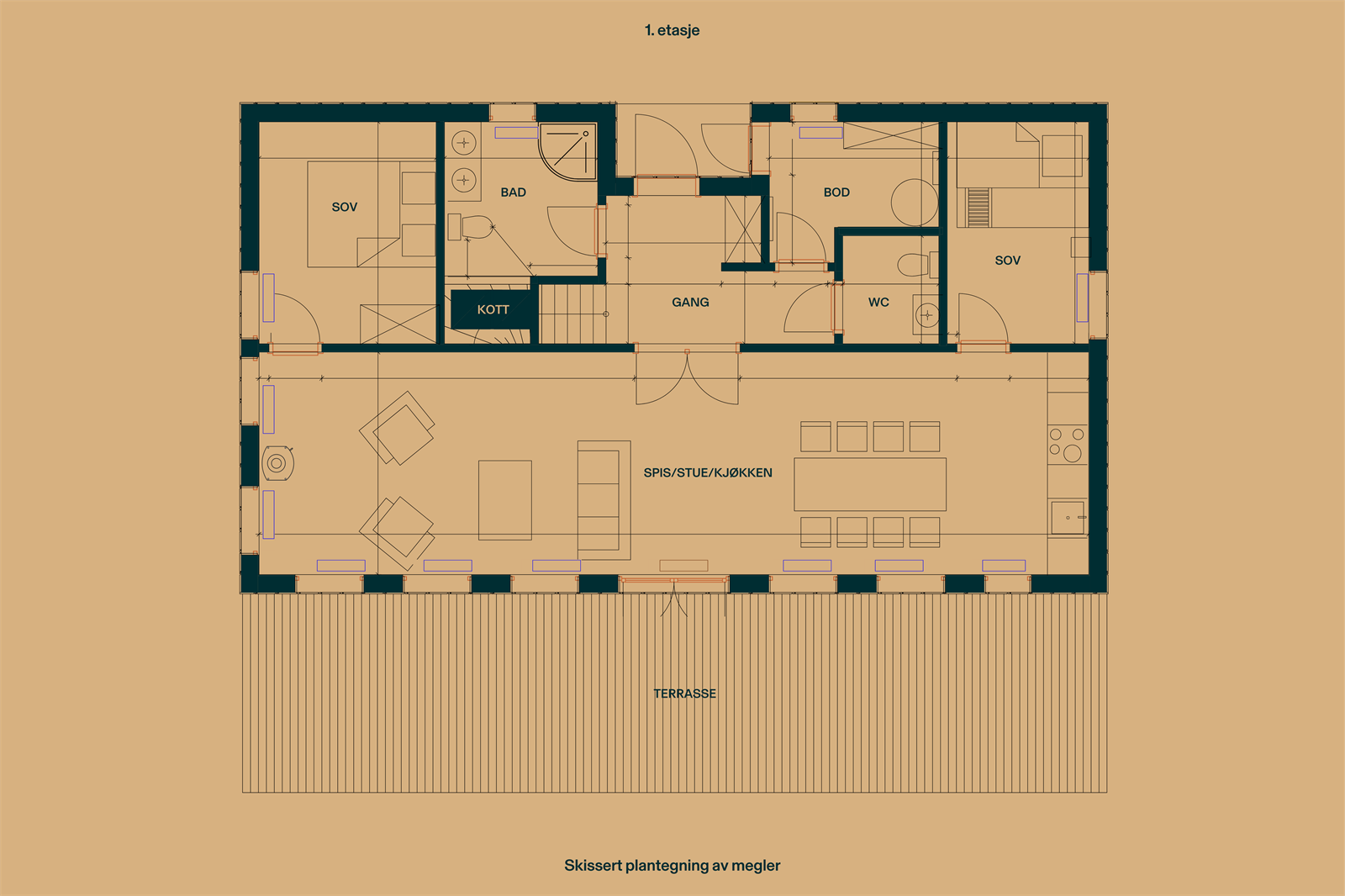 Skissert plantegning. Galleribilde