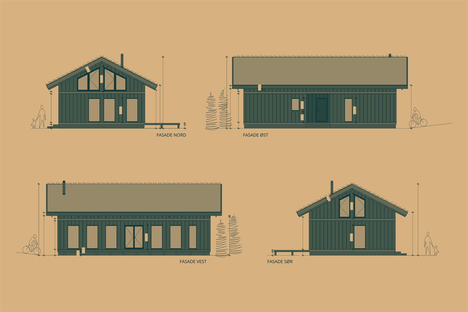 Tegning av fasaden tatt fra de byggemeldte tegningene. Galleribilde